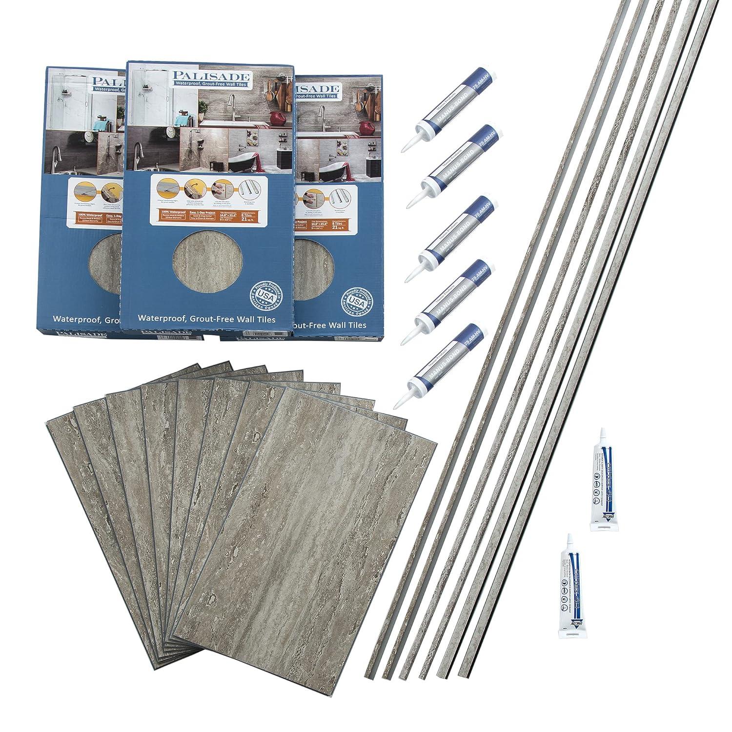 Palisade 25.6 in. x 14.8 in. Tile Shower and Tub Surround Kit