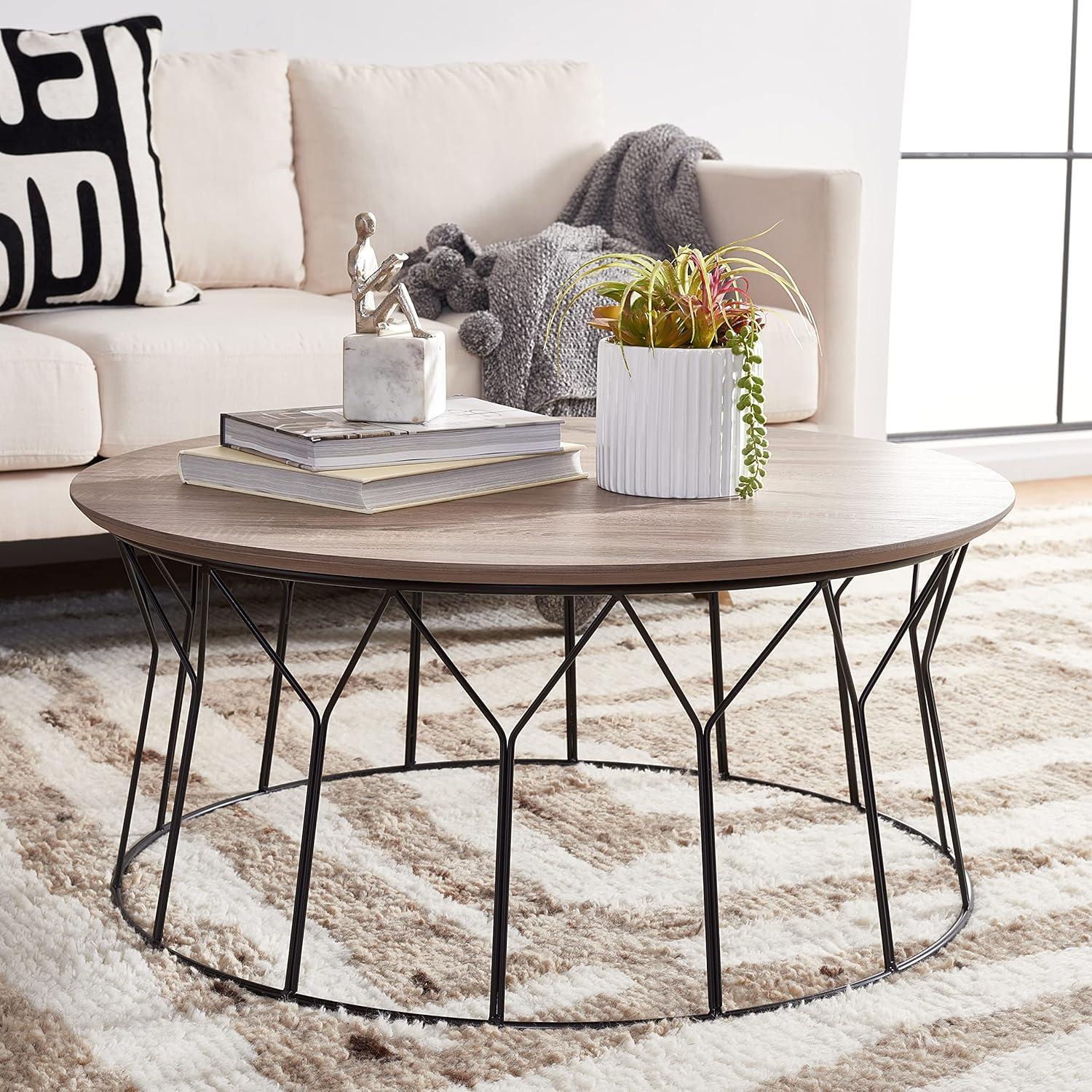 SAFAVIEH Deion Retro Mid-Century Wood Coffee Table, Light Grey