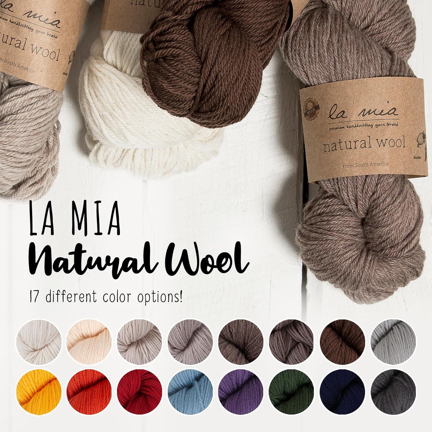 La Mia Medium Weight Beige Wool Yarn Skein