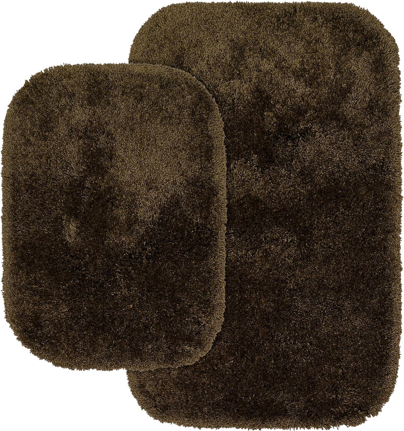 Garland Rug Finest Luxury Washable Bath Rug Set, 2 Piece Set (17"x24" Bath Rug, & 21"x34" Bath Rug) Chocolate