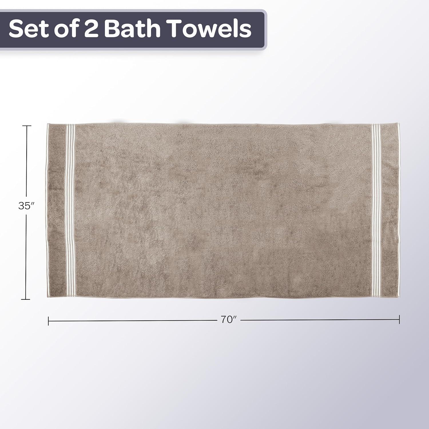 Lavish Home 35x70 Luxury Cotton Bath Towels, Beige