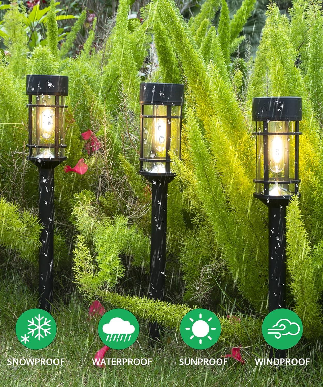 Zeki Shoggy 8 Pack Solar Pathway Lights Outdoor, Waterproof Solar Lights Outdoor With Metal & Glass Design - Auto On/Off, Long-Lasting, Landscape Lighting For Garden, Yard, Lawn, Driveway, Walkway