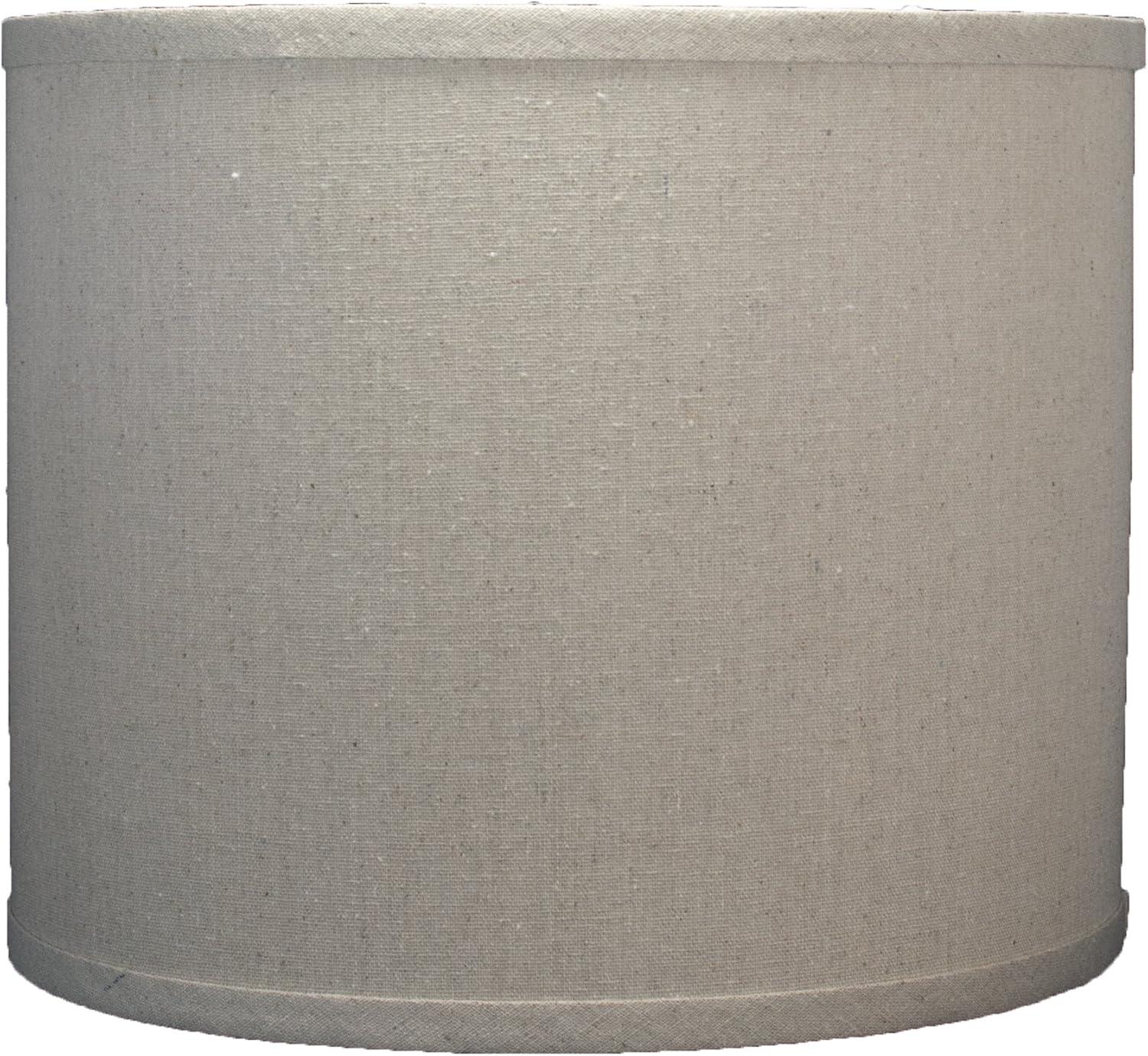 Natural Linen Drum Lamp Shade with White Lining, 8"