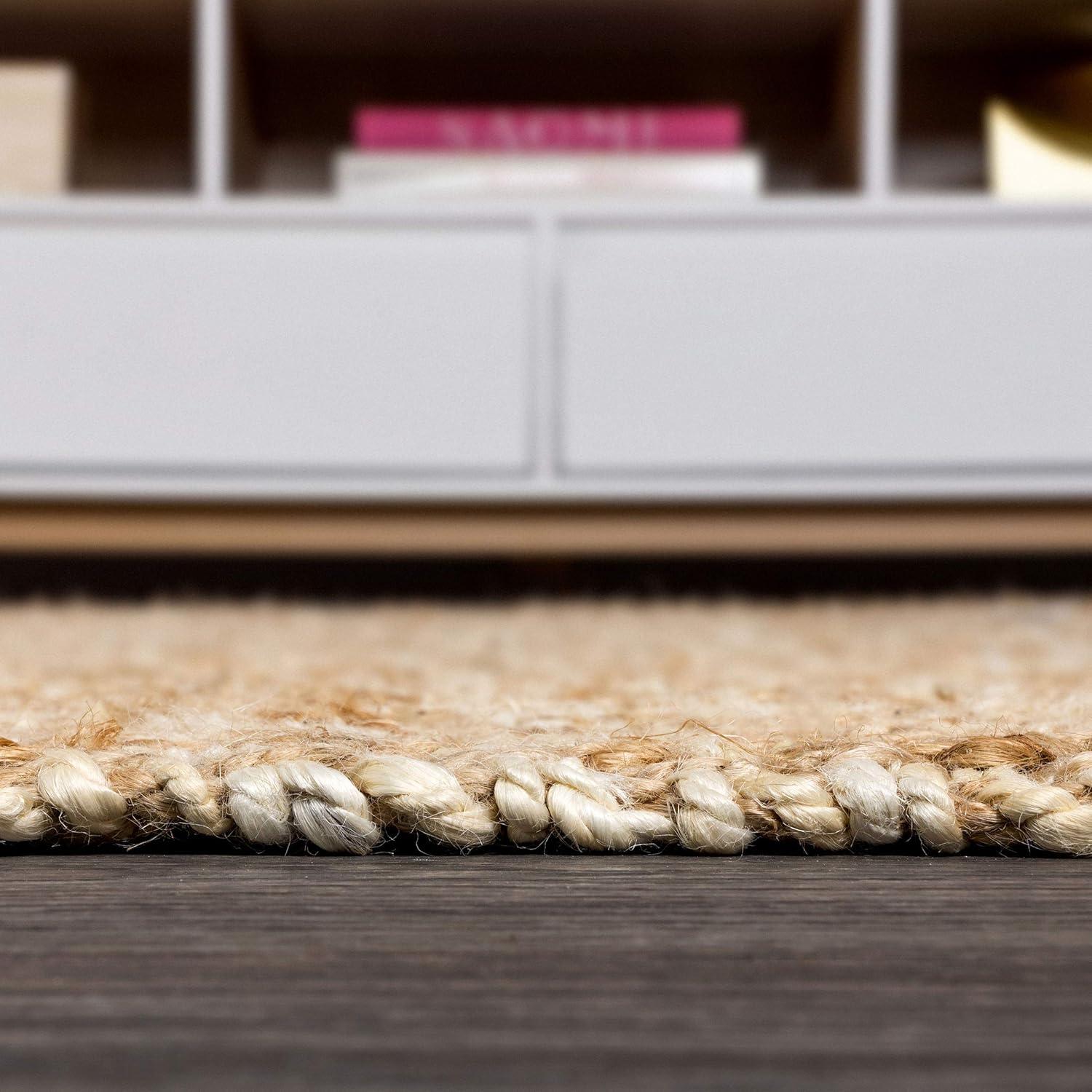 8'x10' Hira Hand Woven Diamond Chunky Jute Area Rug, Natural  - JONATHAN Y