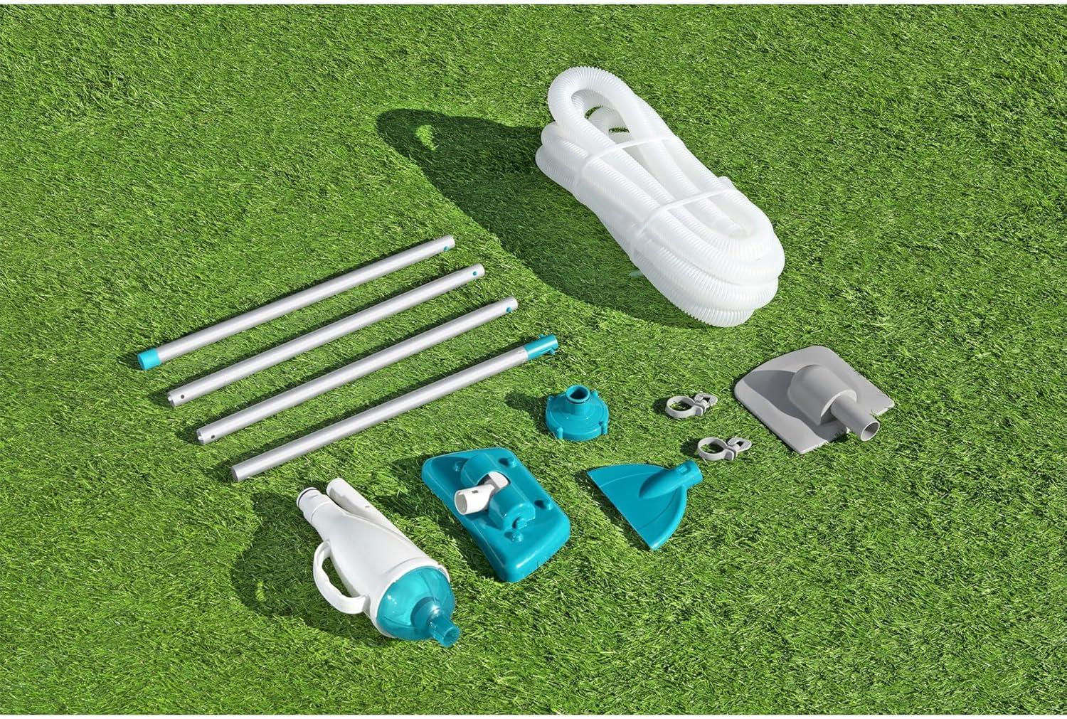 Bestway Flowclear AquaCrawl 88 Inch Pool Vacuum for 15 Feet Above Ground Pools with Removable Debris Bag, Suction Nozzle, Skimmer Head, and Adapters