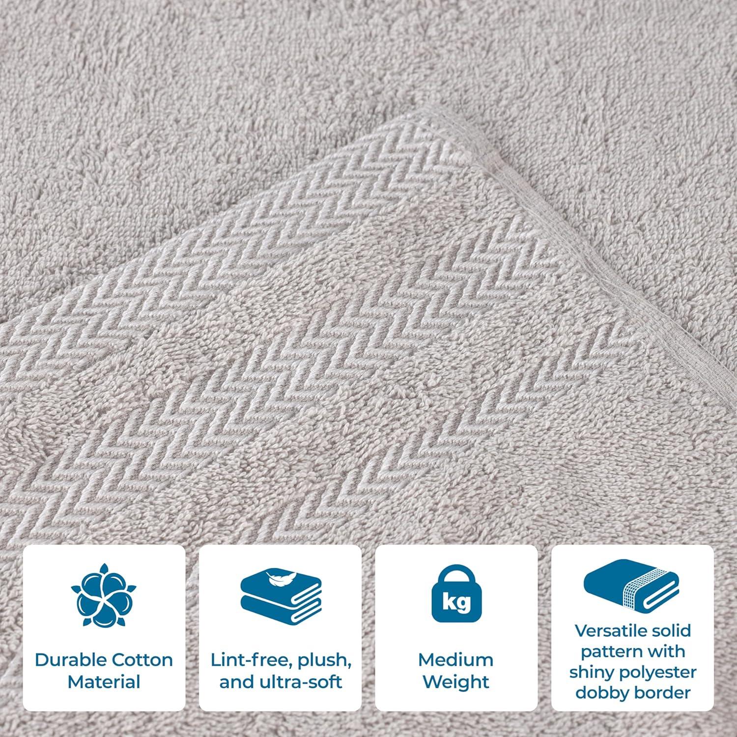 Superior Hays Cotton Plush Soft 3 Piece Towel Set, Platinum