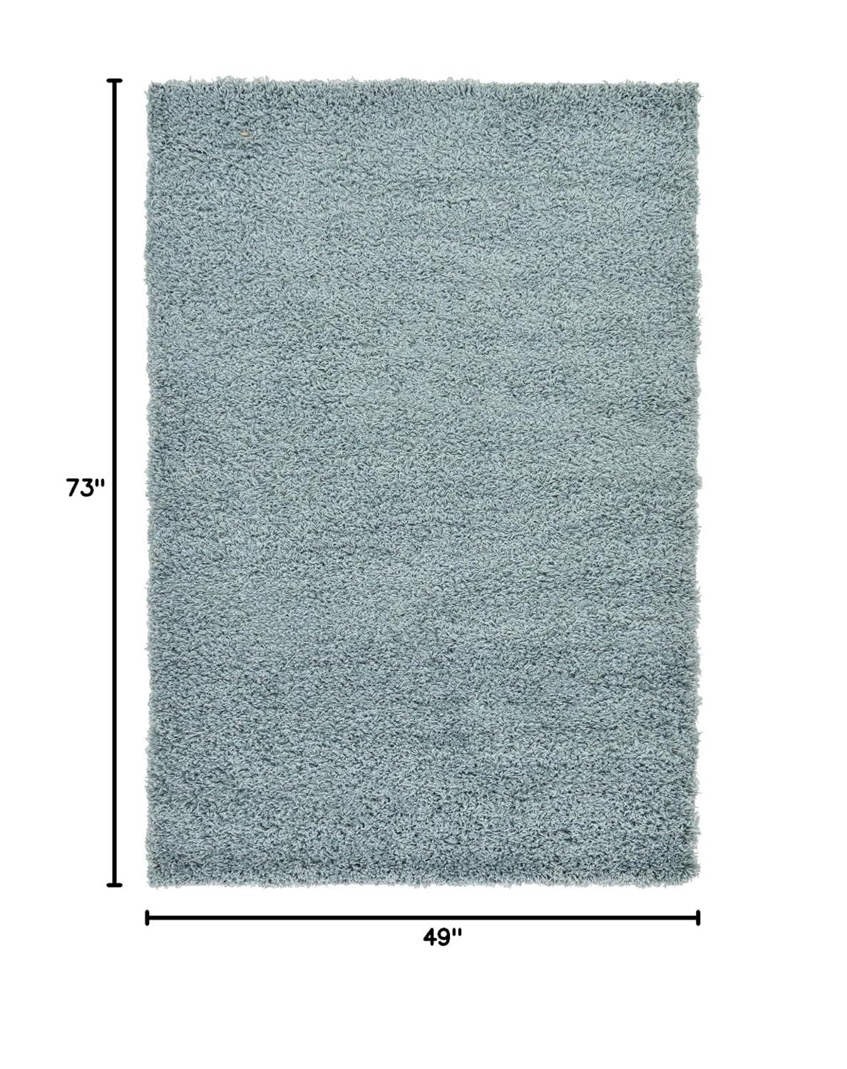 Unique Loom 4' 1 x 6' 1 Solid Shag Light Slate Blue Area Rug