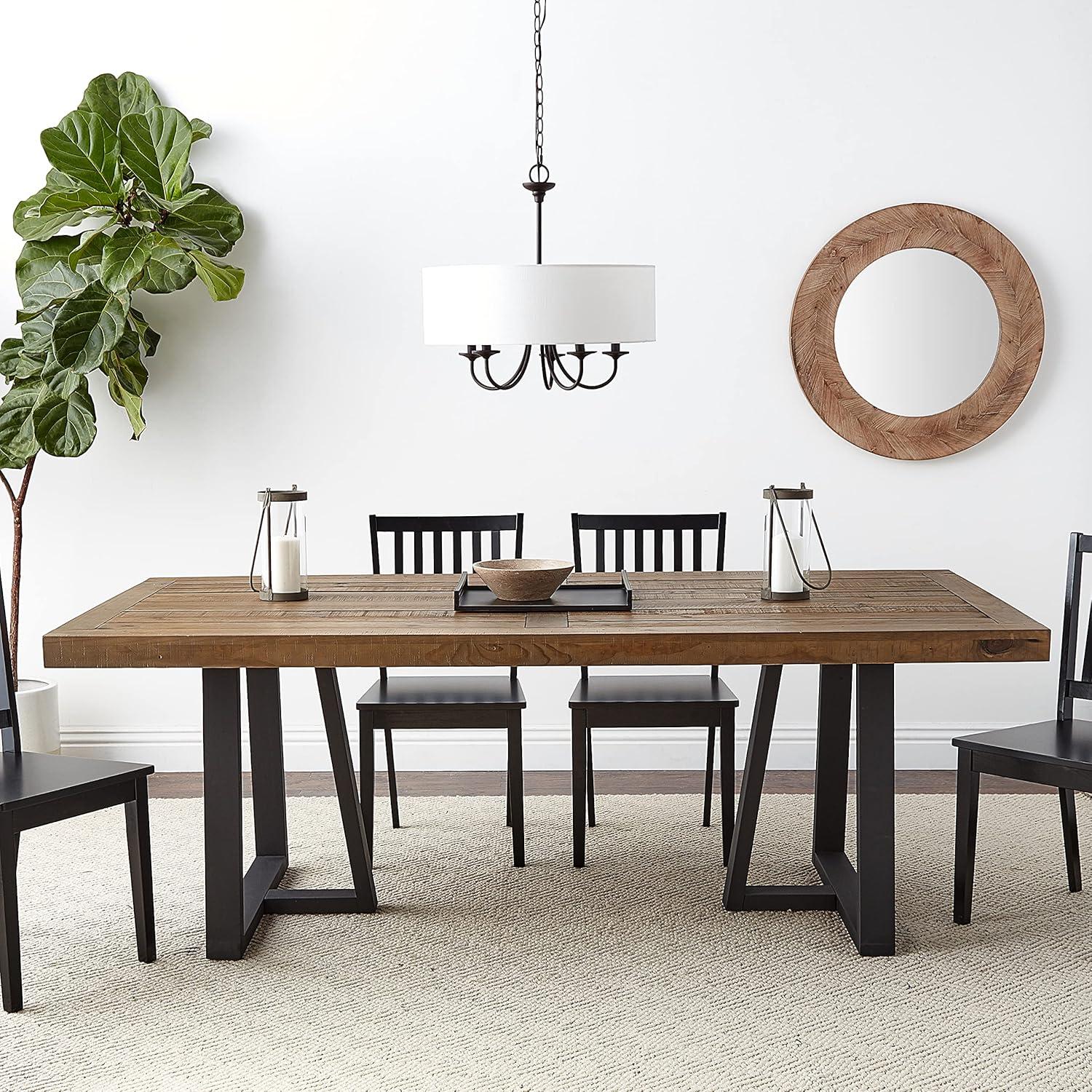 Prairie 84" Reclaimed Wood Rectangular Dining Table in Natural and Black