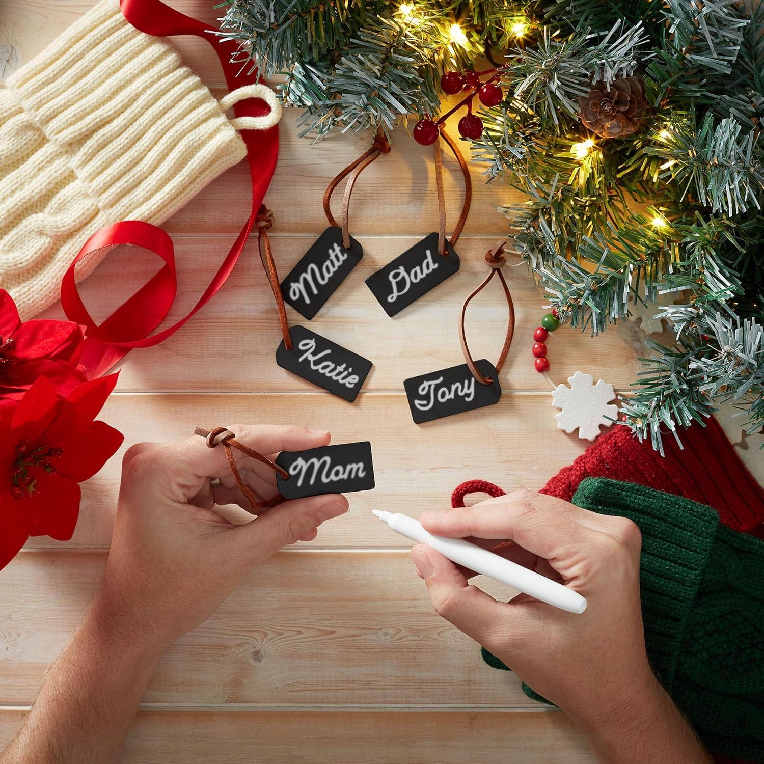 3ft Christmas Stocking Holder Stand Display for Home with Hooks, Name Tags, and Chalk Marker