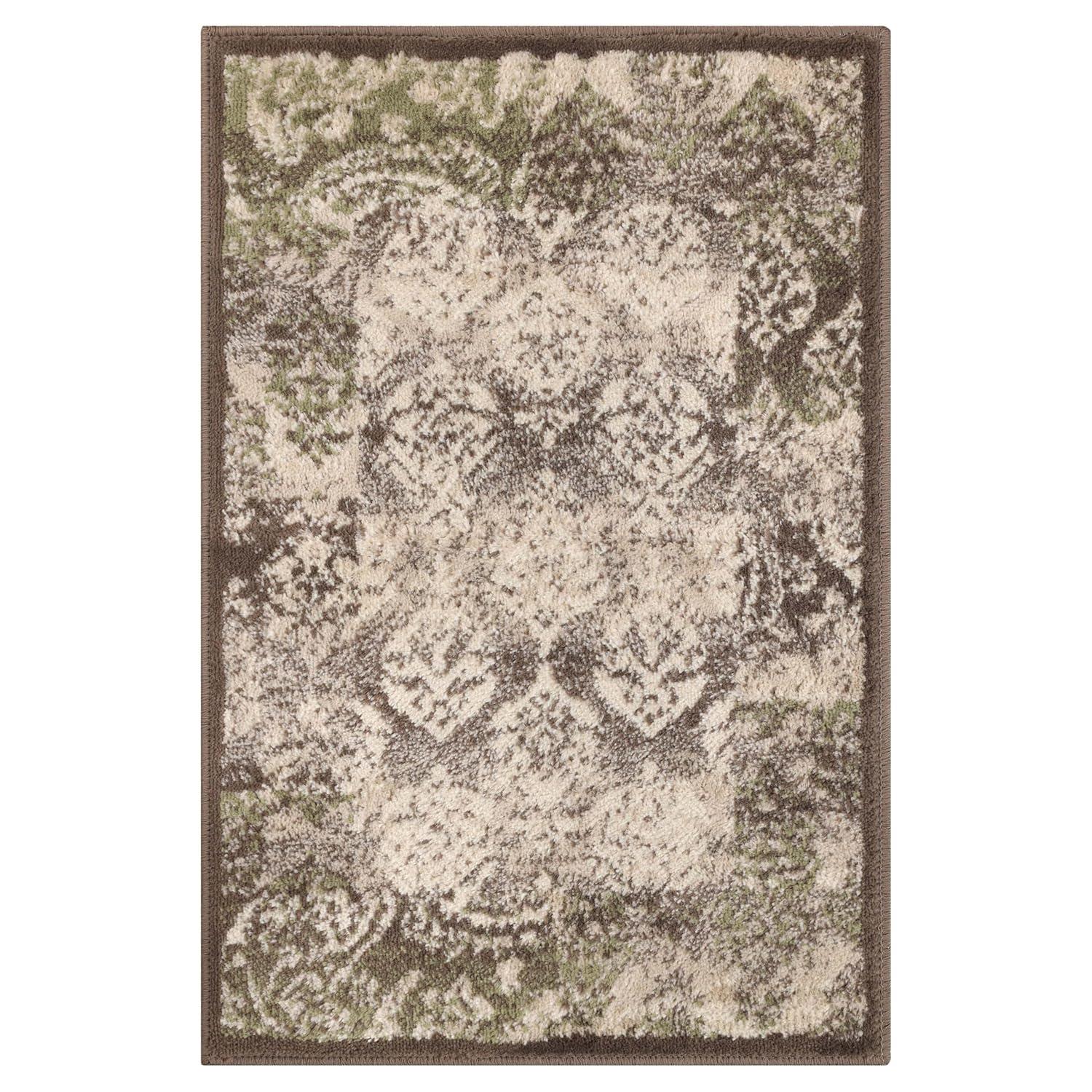 Modern Damask Indoor Area Rug or Runner, 2'x3', Brown - Blue Nile Mills