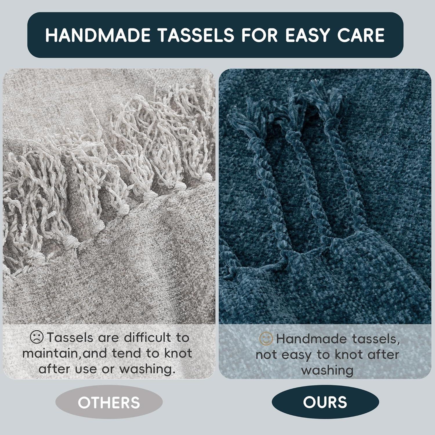 Battilo Home Throw Blanket for Couch, Textured Soft Throw Blankets, Decorative Knitted Blanket for Home Living Room Decor, 50"x60"