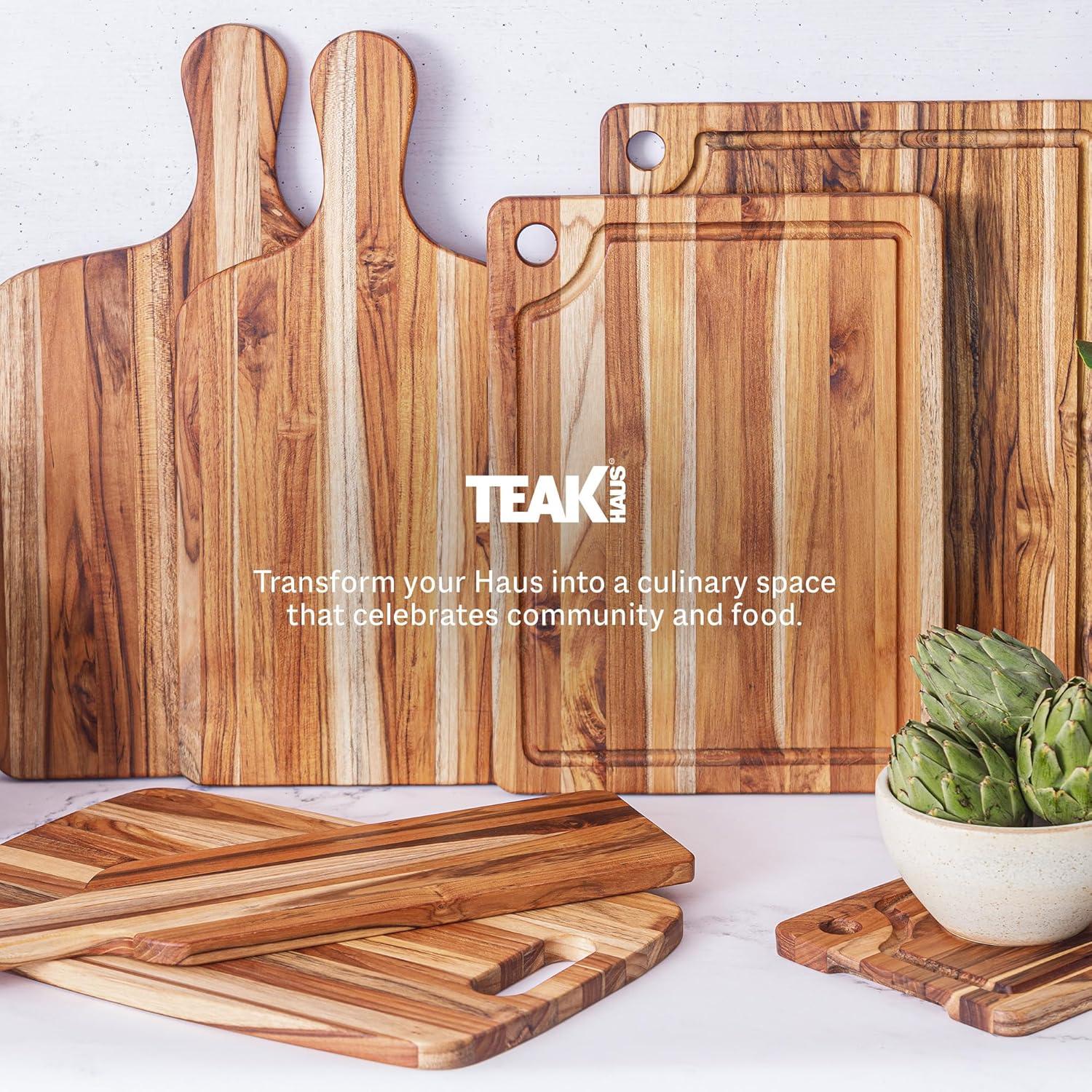 Large Rectangular Teak Wood Cutting Board with Juice Groove