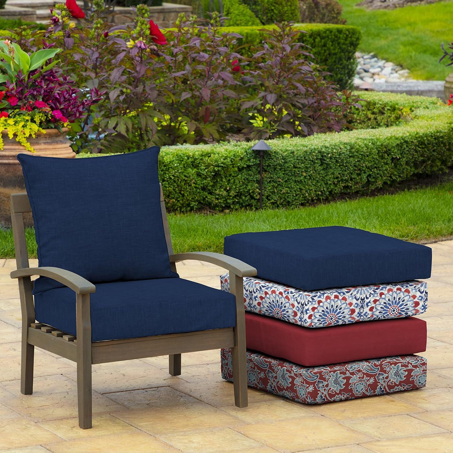 Sapphire Blue Polyester Outdoor Deep Seat Cushion Set