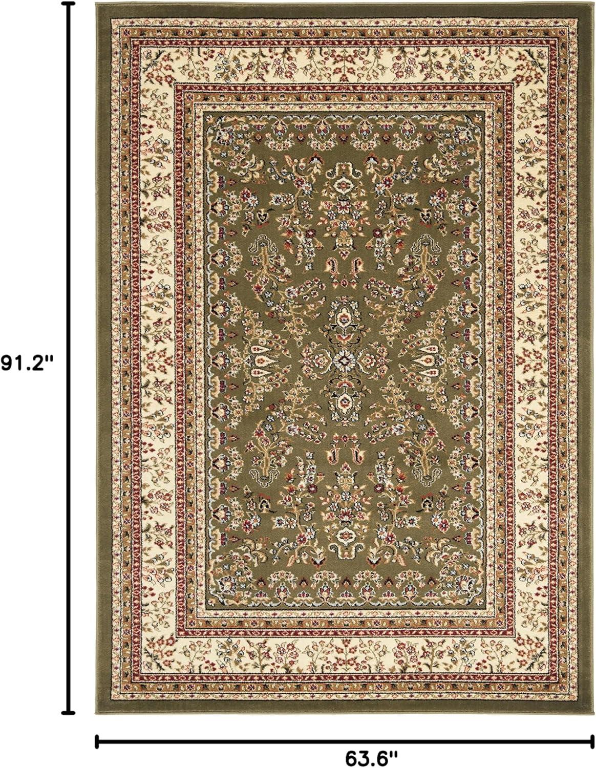 Lyndhurst Sarouk LNH331 Power Loomed Area Rug - Sage/Ivory - 5'3"x7'6" - Safavieh