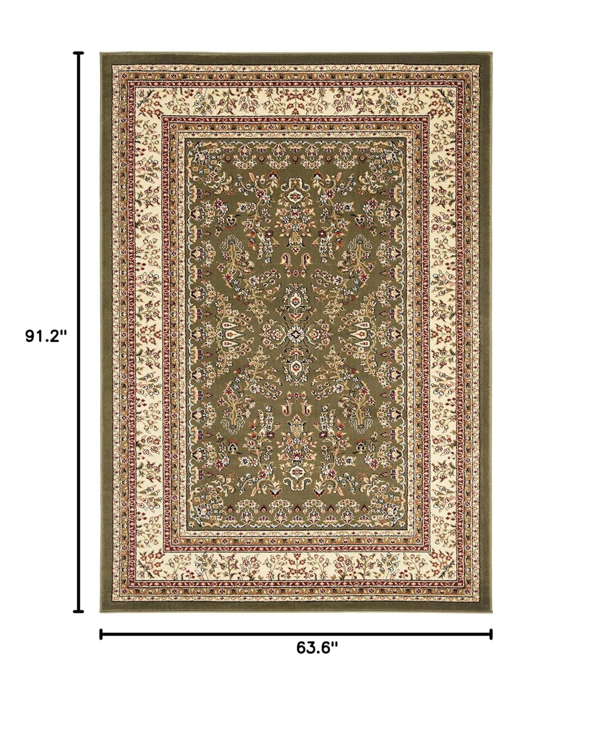 Lyndhurst Sarouk LNH331 Power Loomed Area Rug - Sage/Ivory - 5'3"x7'6" - Safavieh