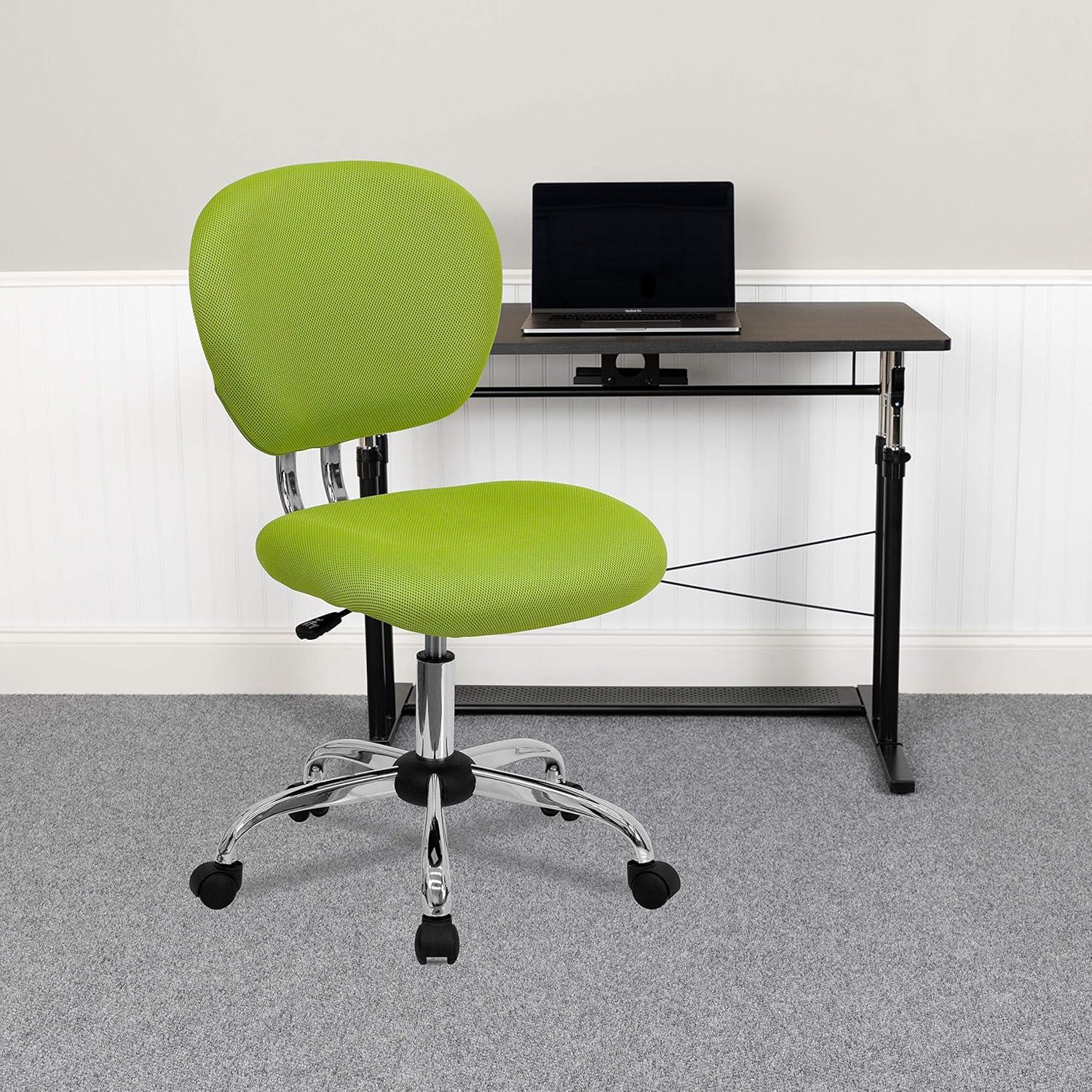 BizChair Mid-Back Apple Green Mesh Padded Swivel Task Office Chair with Chrome Base