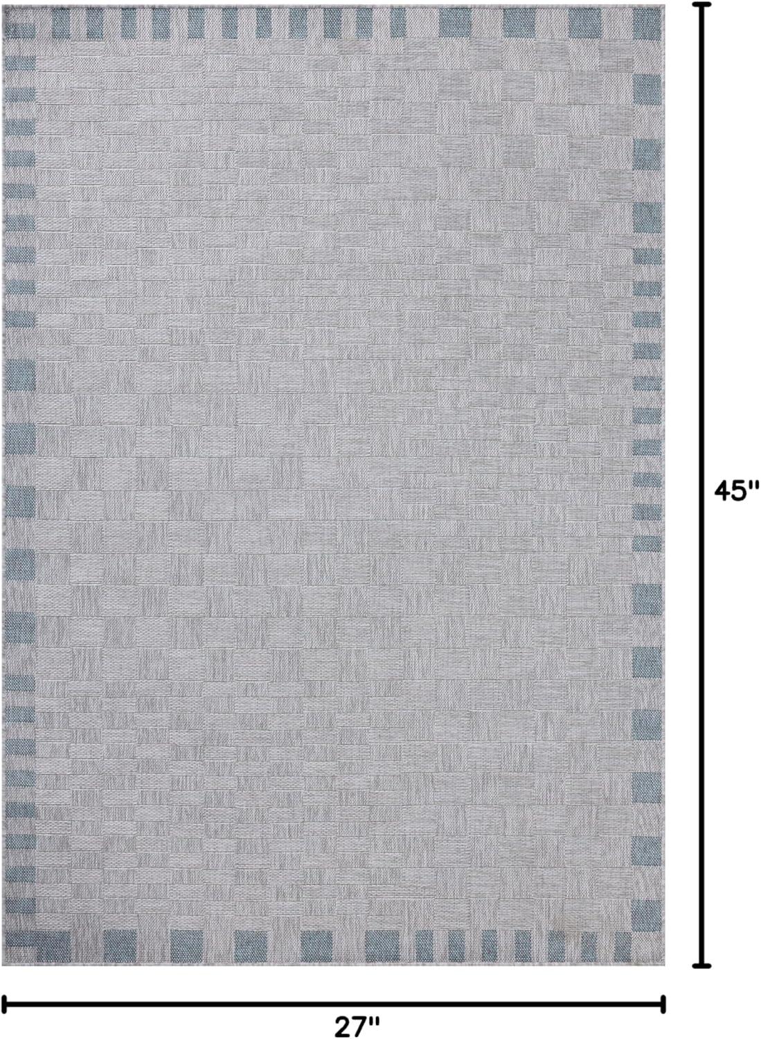 Topanga IV Indoor / Outdoor Rug by Amber Lewis x Loloi - Silver and Blue / 2'3" x 3'9"