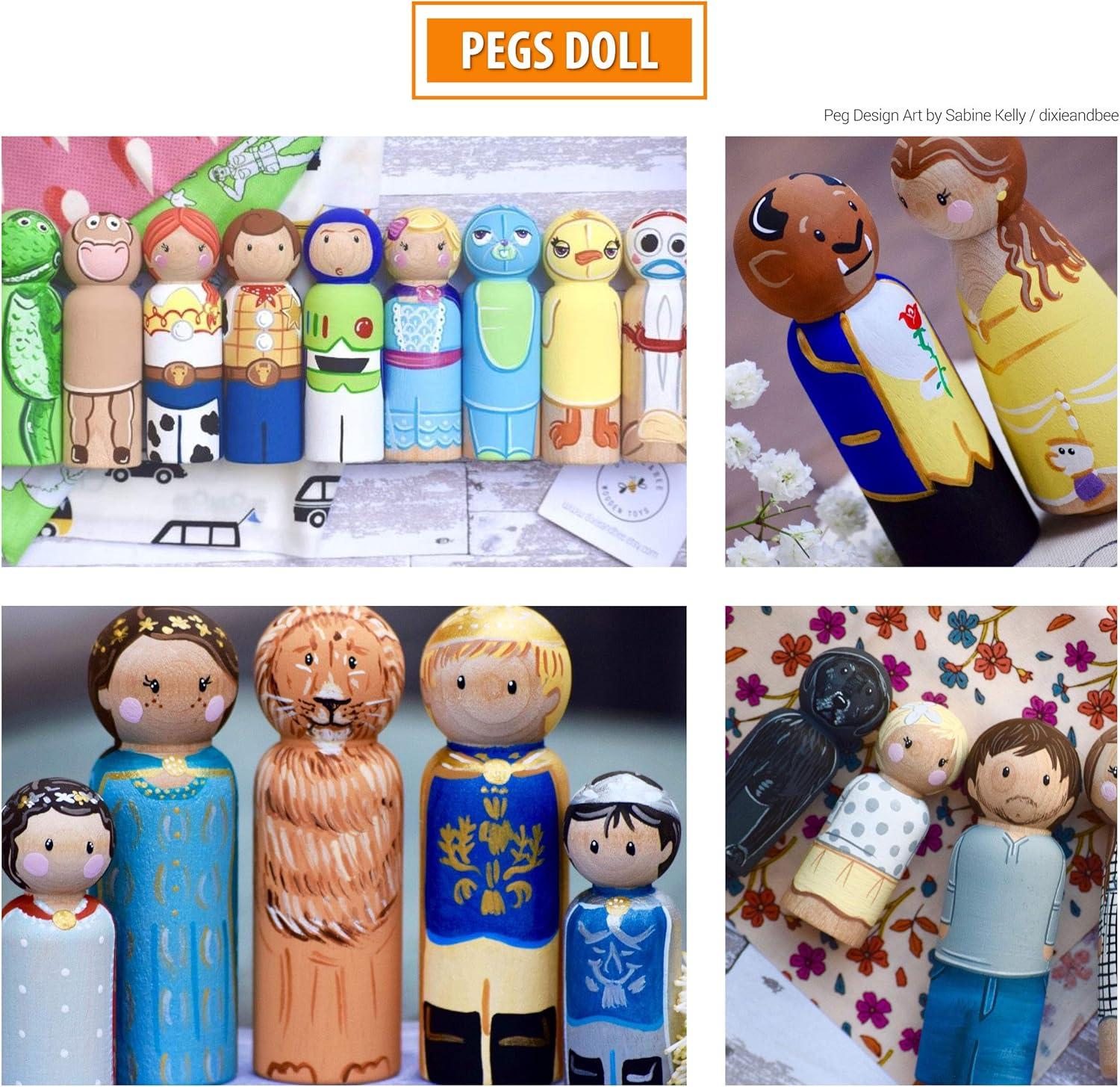 Wooden Peg Dolls Unfinished People - Pack of 40 with Storage Case In Assorted Sizes - Natural Wood Shapes Figures, Decorative Doll Bodies for Diy Arts and Crafts