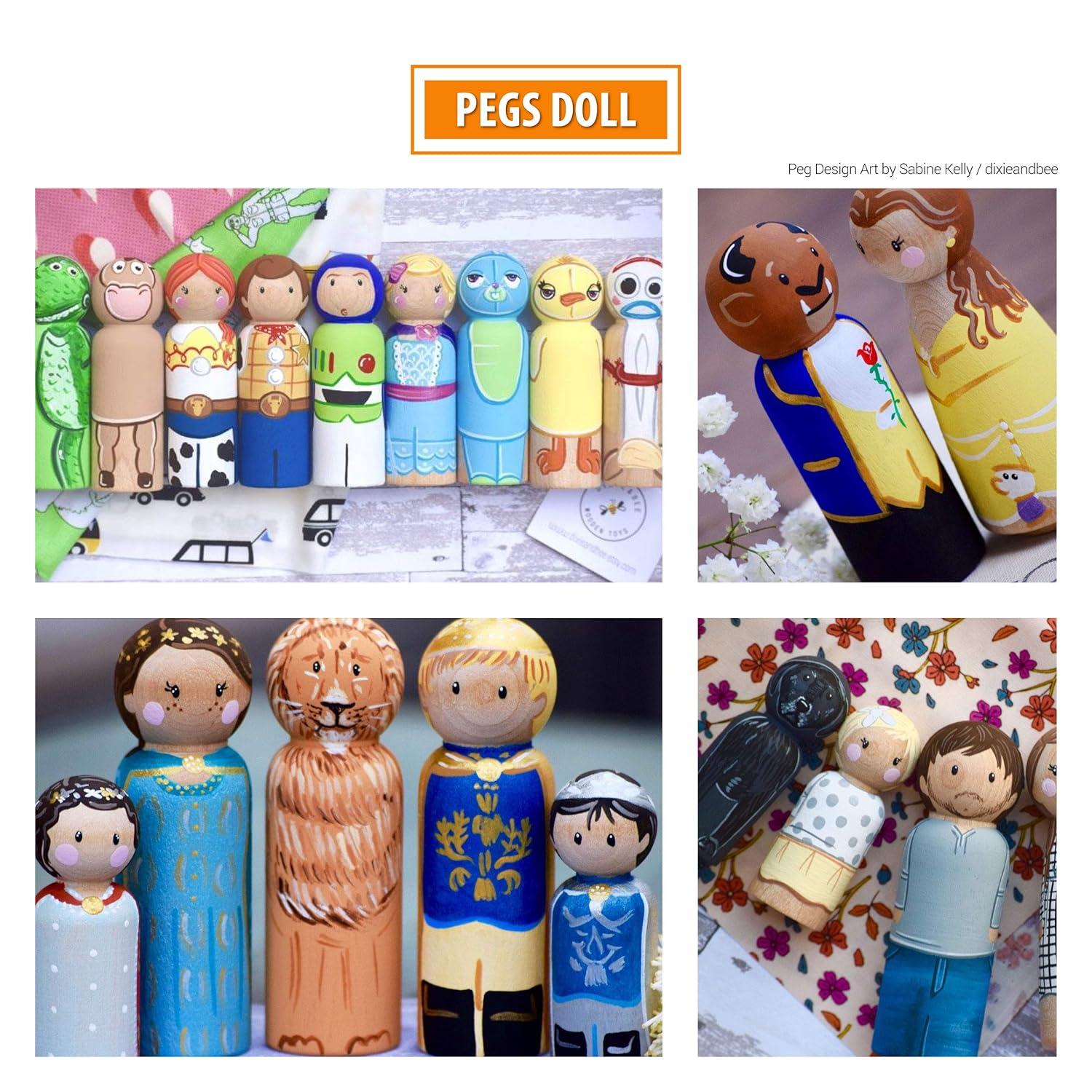Wooden Peg Dolls Unfinished People - Pack of 40 with Storage Case In Assorted Sizes - Natural Wood Shapes Figures, Decorative Doll Bodies for Diy Arts and Crafts