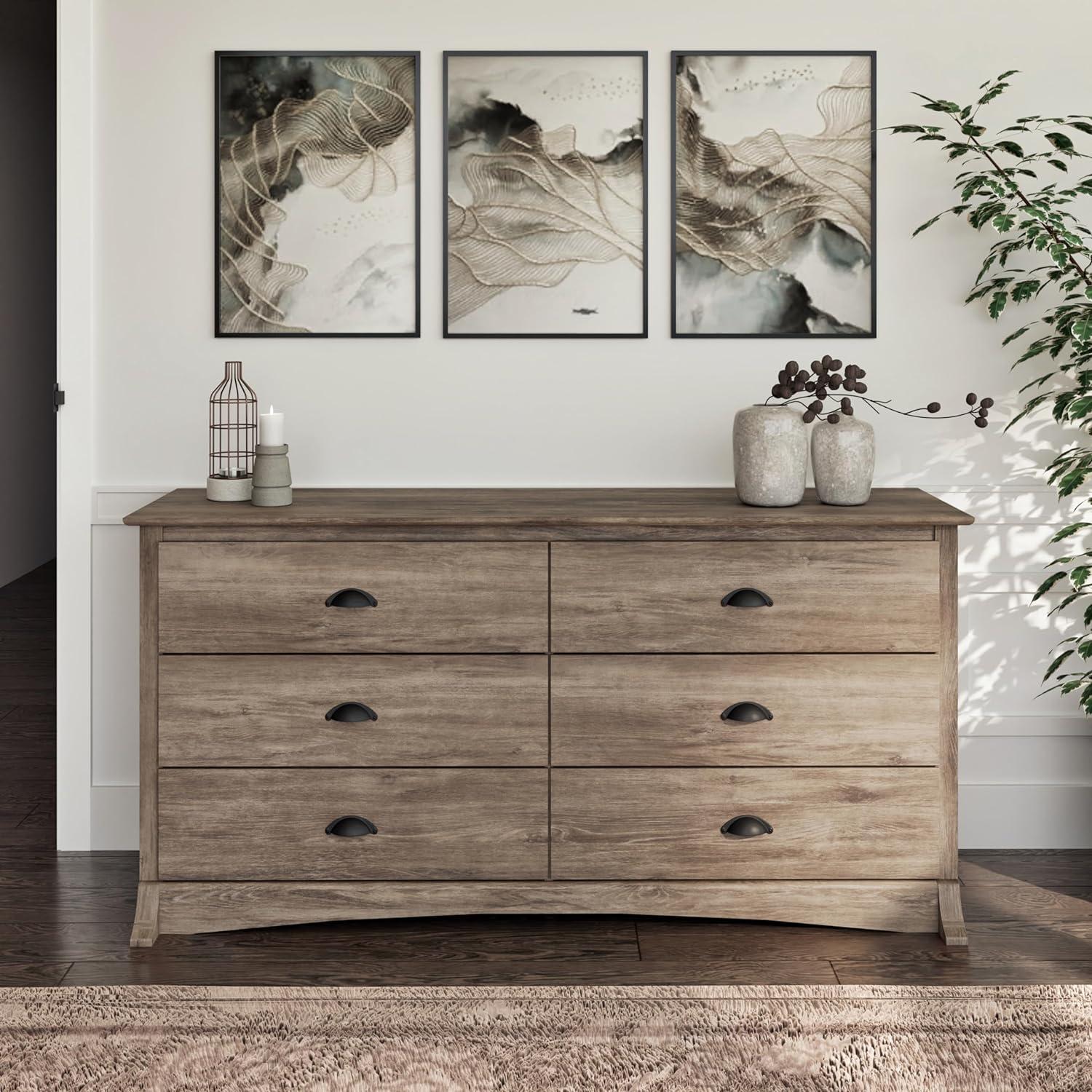 Salt Spring 6 Drawer Dresser Drifted Gray - Prepac