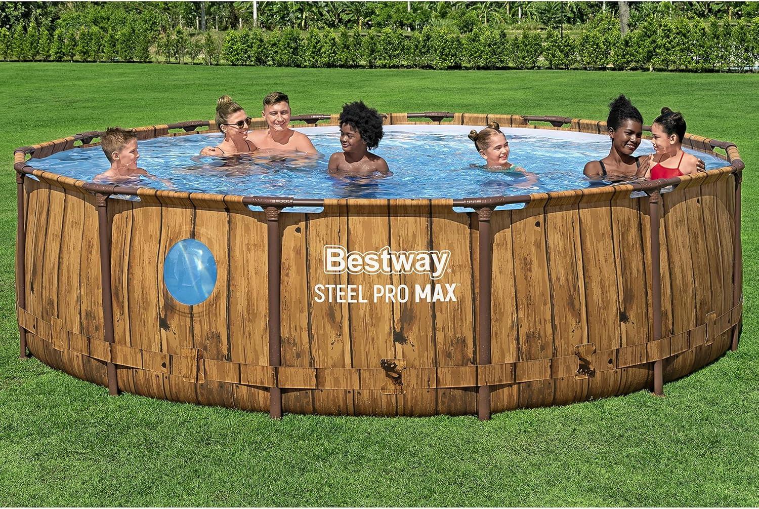 Bestway Bestway: Steel Pro MAX - Splashview Round Swimming Pool Set - 14' x 42", Above Ground