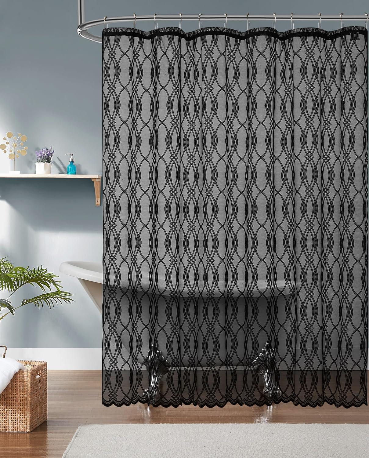 LinenZone Minimalist Shower Curtain Gold Color for Beautiful Bathroom Decor Aesthetic or Modern Bathroom Decor. 72 Inch Geometric Shower Curtain for Minimalist Decor. (Giselle Shower 72 x 72 Linen)
