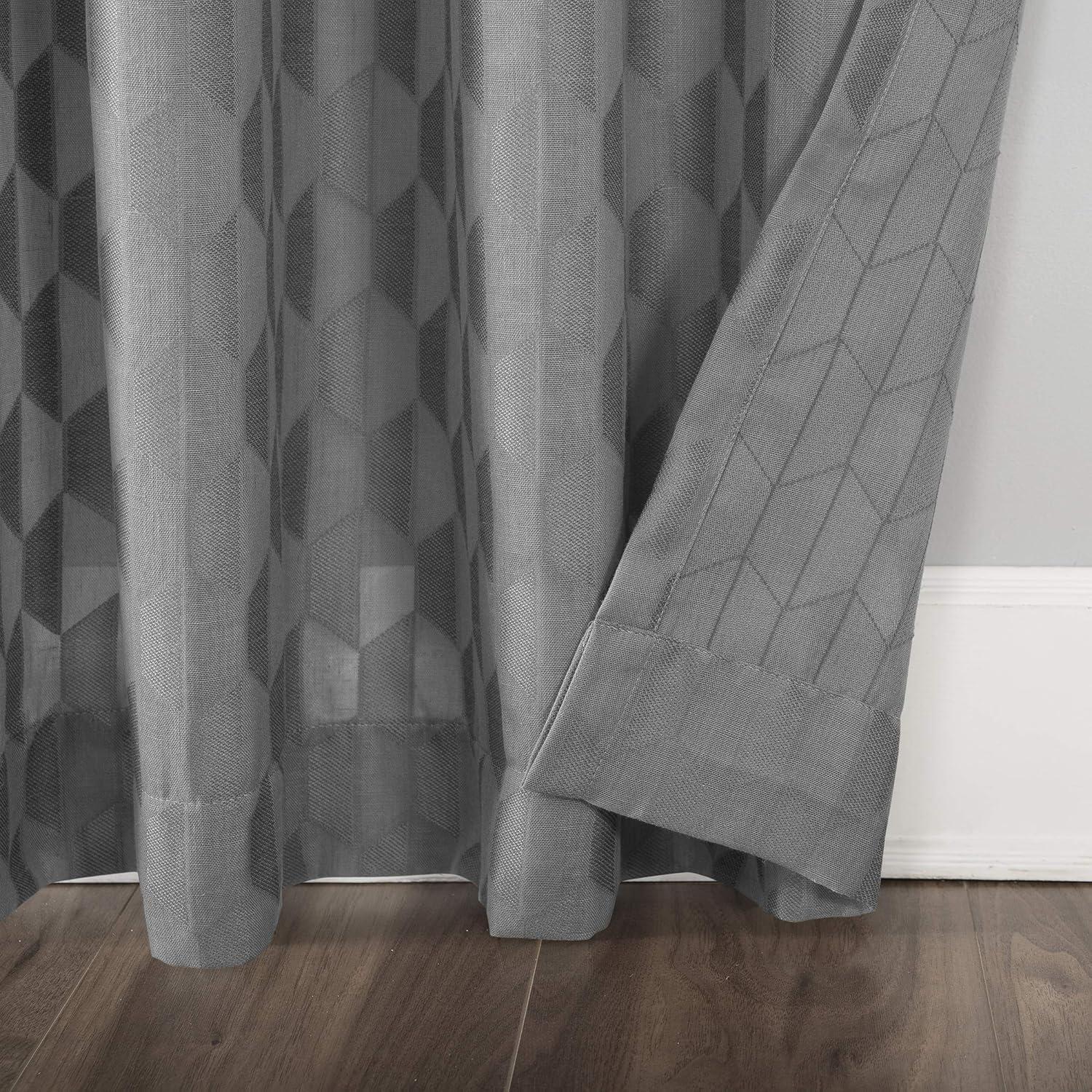 Scott Living Scott Living Verge Geometric Clipped Jacquard Semi-Sheer Rod Pocket Curtain Panel