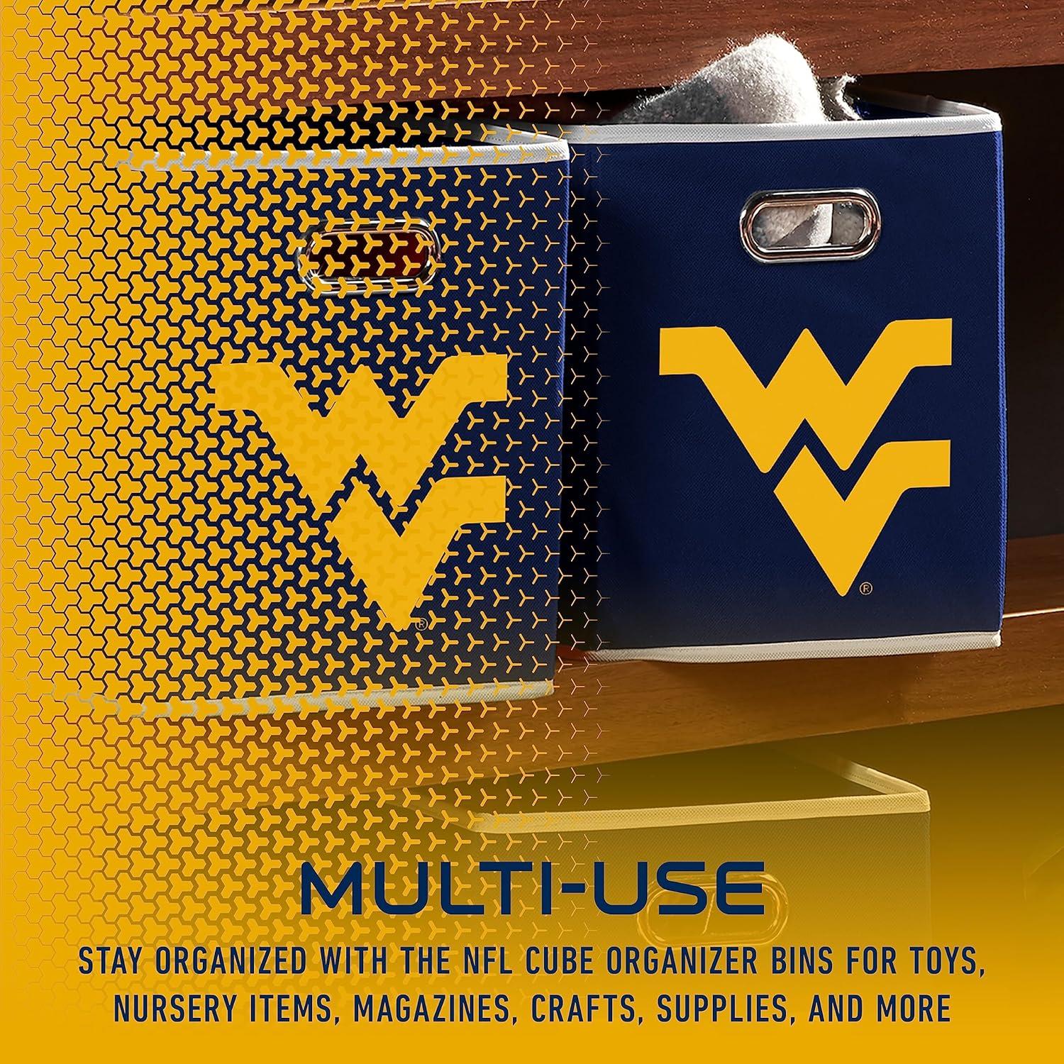 West Virginia University Navy Blue Cotton Fabric Storage Cube