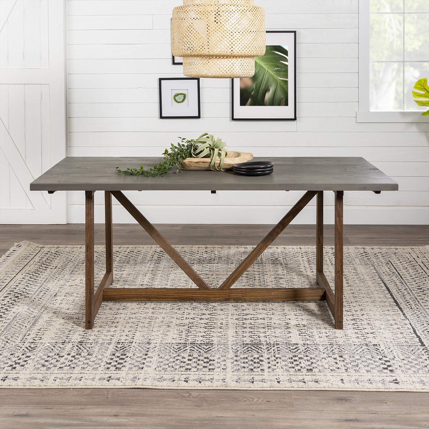 Farmhouse Haven 72" Reclaimed Pine Wood Rustic Dining Table