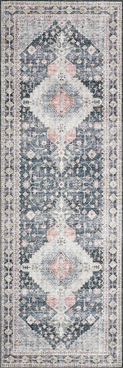 Loloi Skye Collection SKY-02 Charcoal/Multi 6'-0" x 6'-0" Round Area Rug