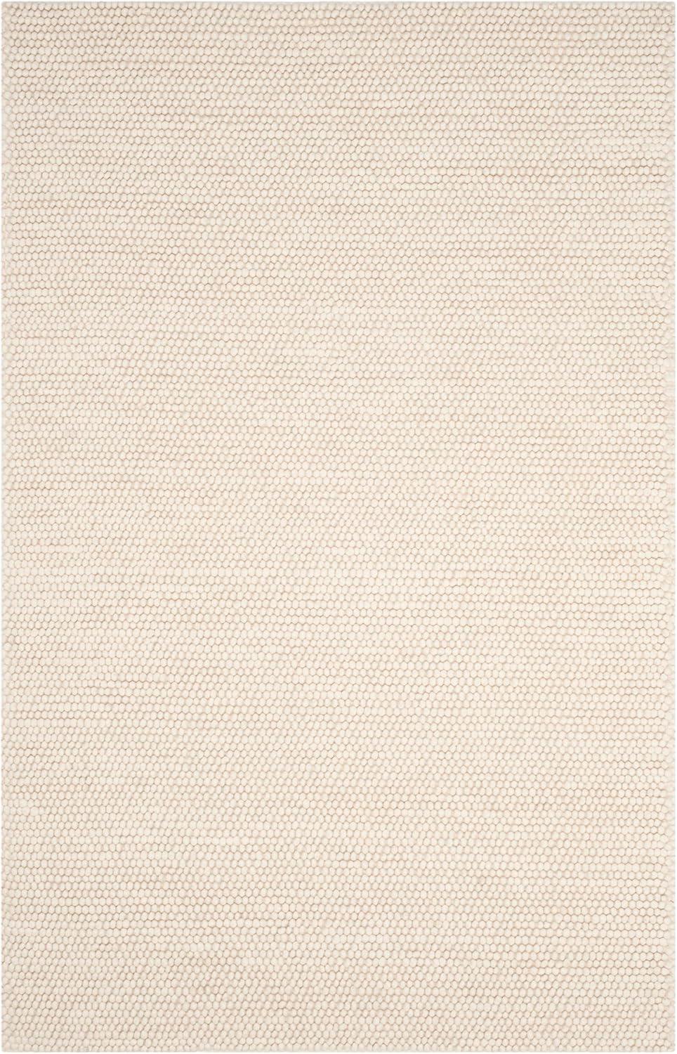 Ivory Hand-Tufted Wool Rectangular Area Rug 6' x 8'