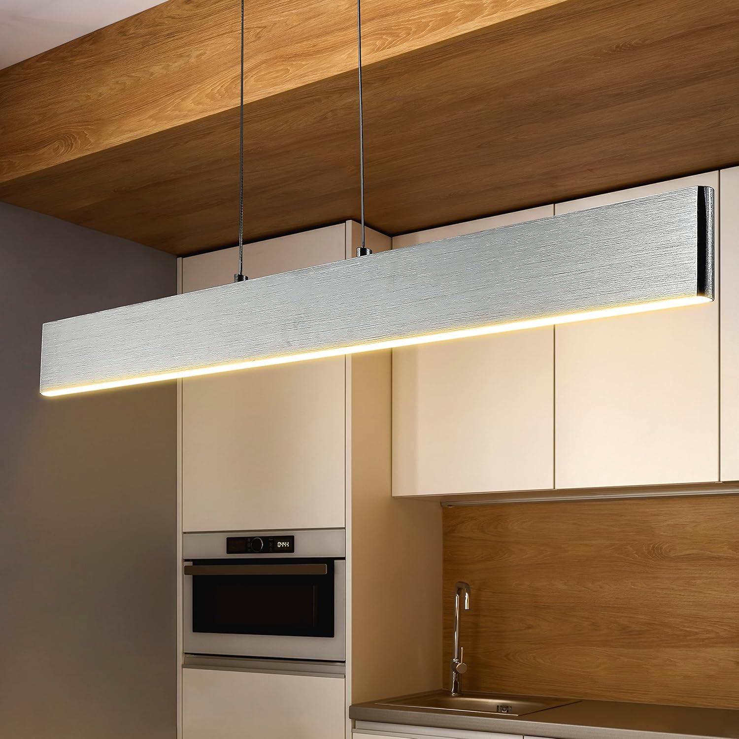 Draper 32" Dimmable Adjustable Integrated LED Metal Linear Pendant, Brushed Aluminum