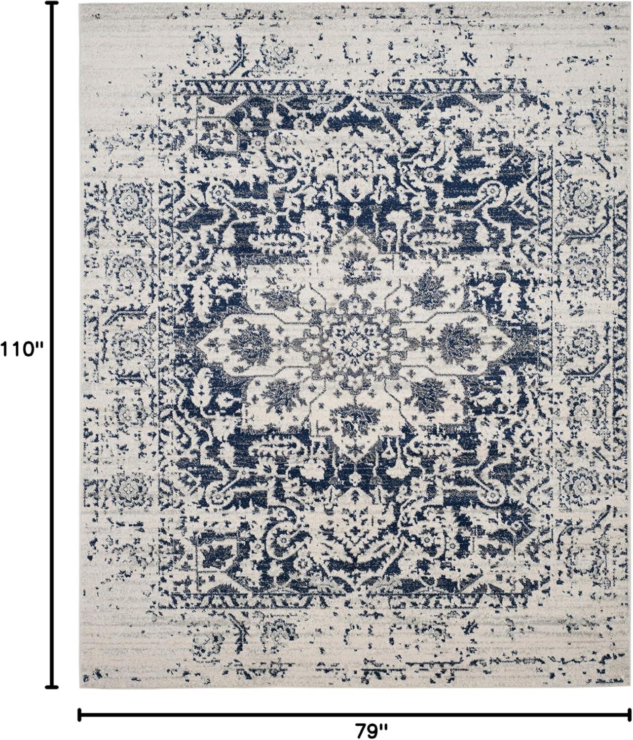 Madison MAD603 Power Loomed Indoor Area Rug - Cream/Navy - 6'7"x9'2" - Safavieh