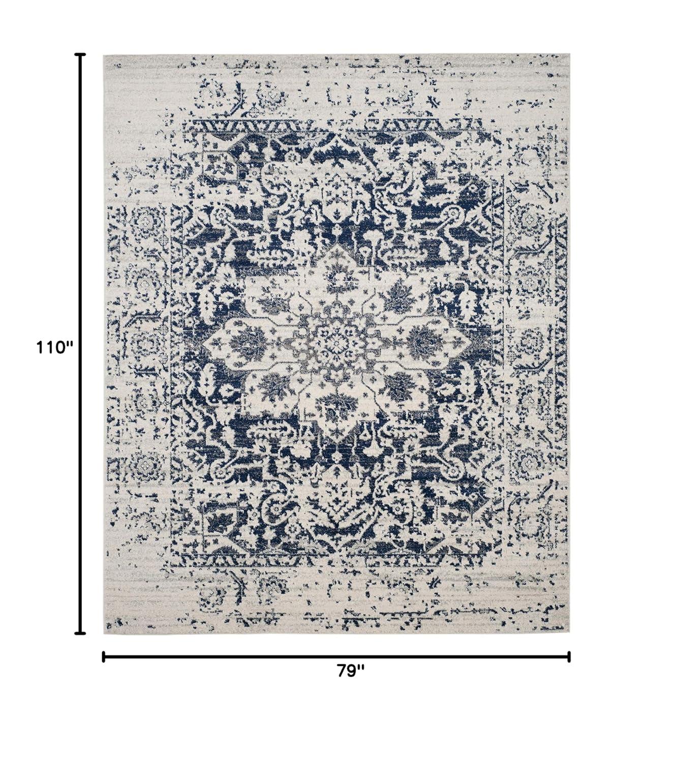 Madison MAD603 Power Loomed Indoor Area Rug - Cream/Navy - 6'7"x9'2" - Safavieh