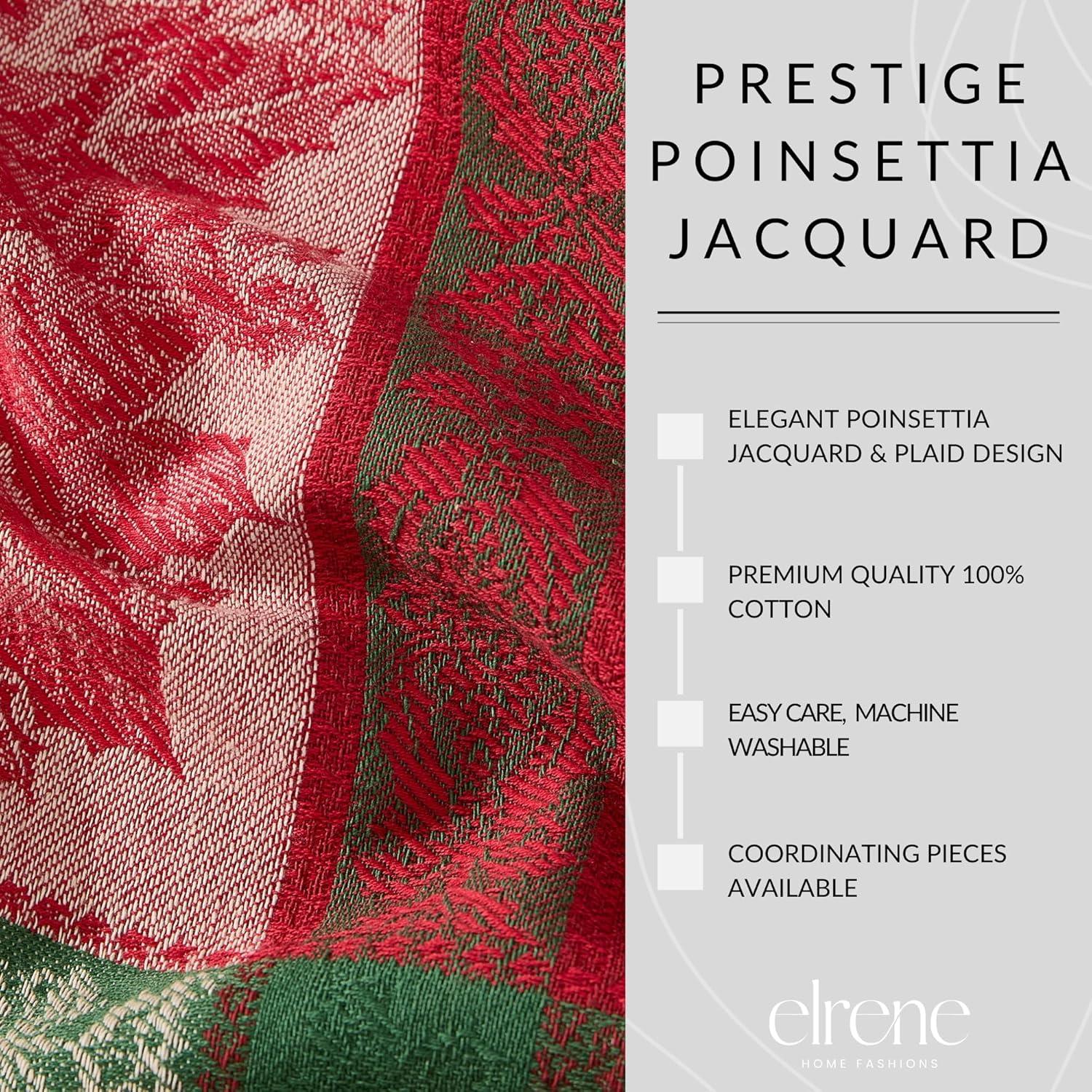 Prestige Poinsettia Jacquard  Tablecloth - Multicolor - 60x84 Rectangle - Elrene Home Fashions