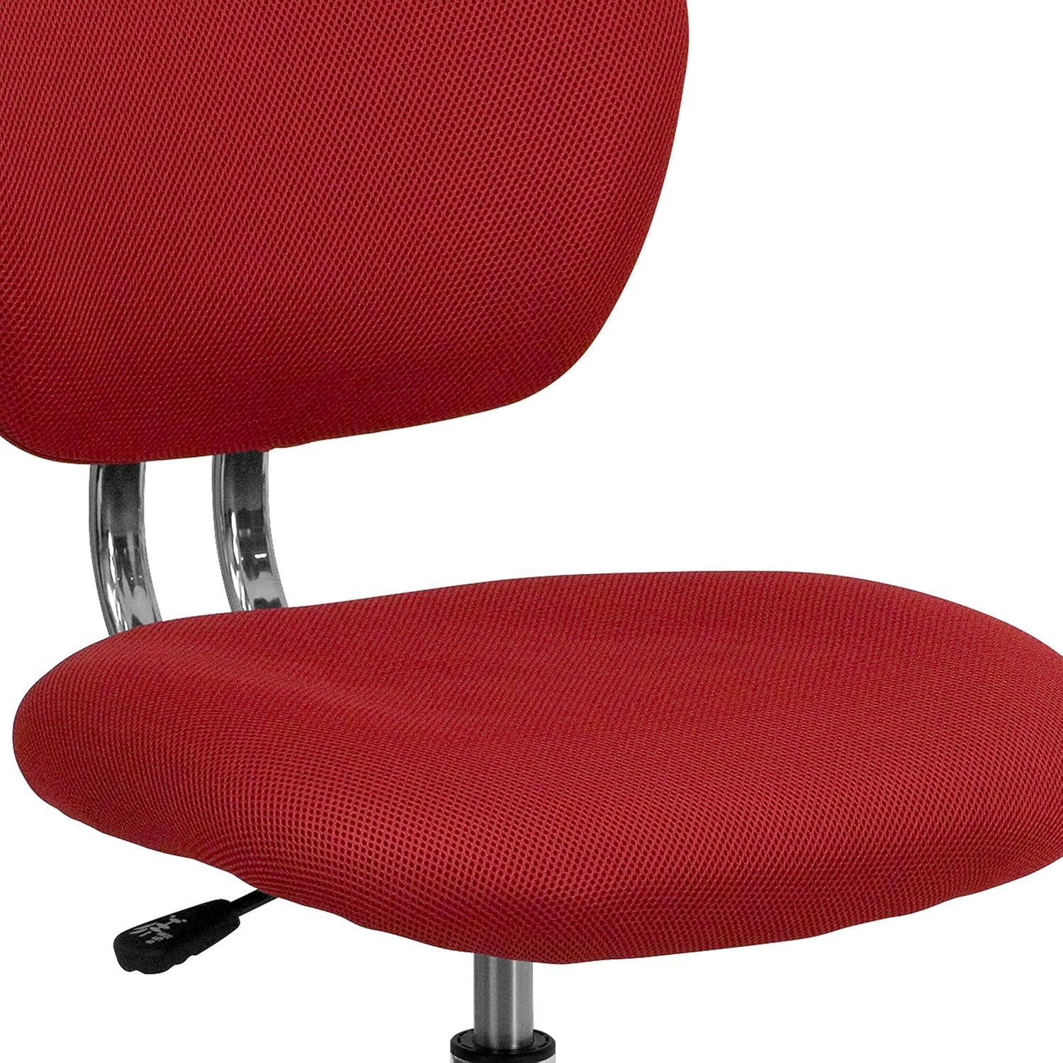 Flash Furniture Mid-Back Red Mesh Padded Swivel Task Office Chair with Chrome Base