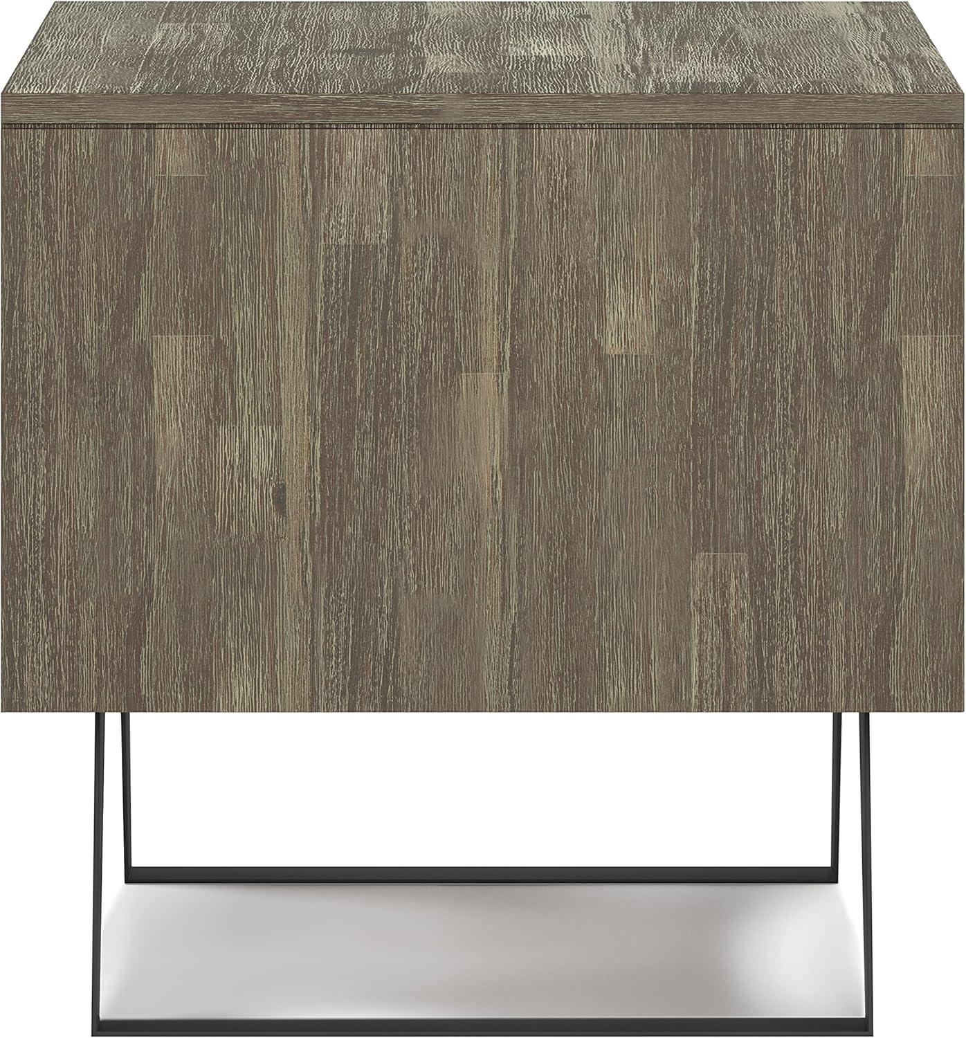 Lowry 22"W Solid Acacia Wood Square End Table with Storage Drawer