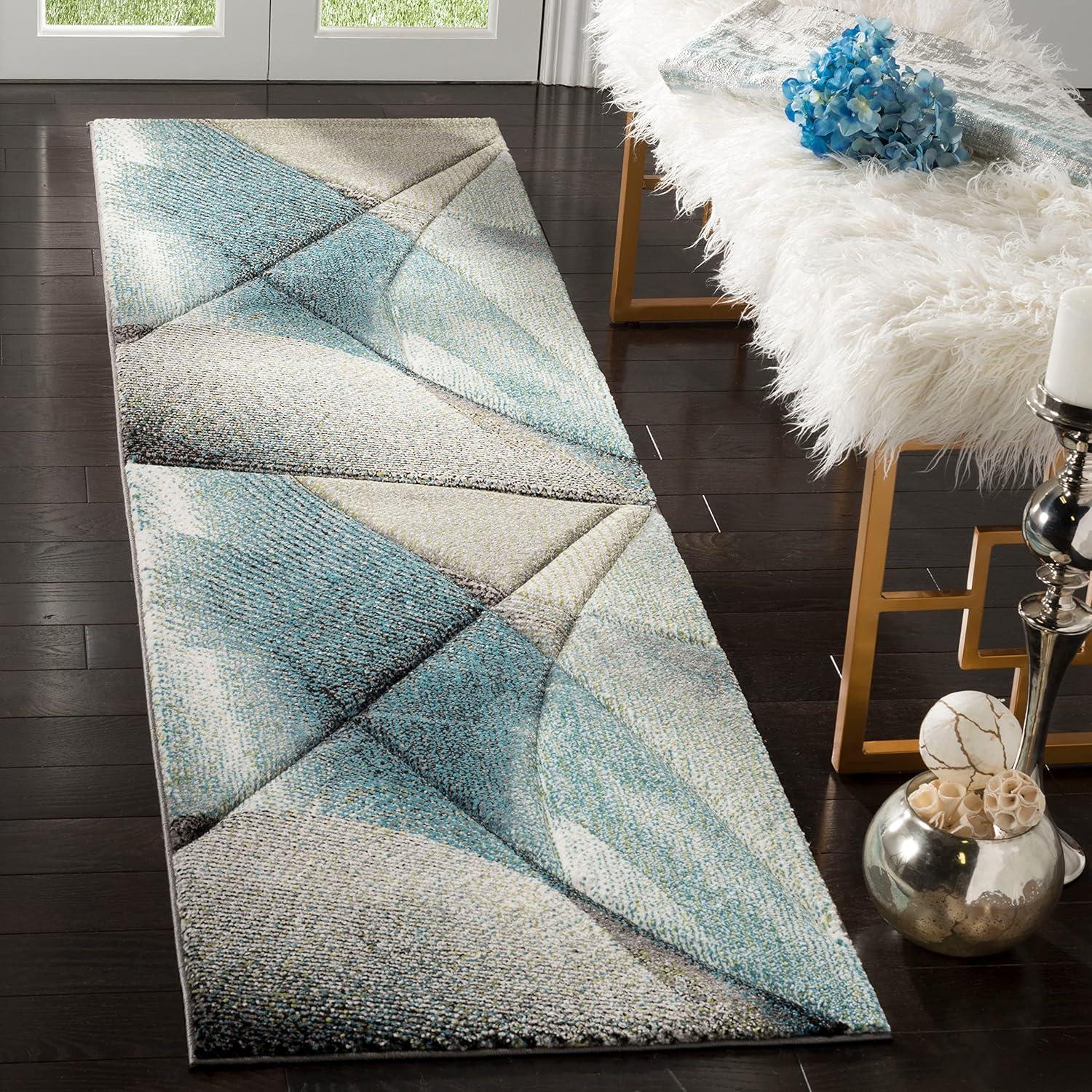 SAFAVIEH Hollywood Celandine Abstract Area Rug, Grey/Light Blue, 9' x 12'