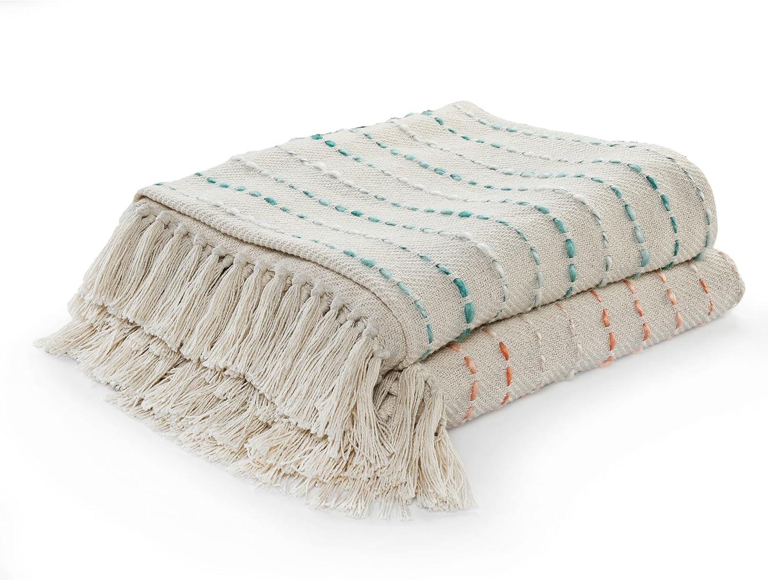 Deep Ombre Striped Handmade Woven Throw Blanket with Fringe