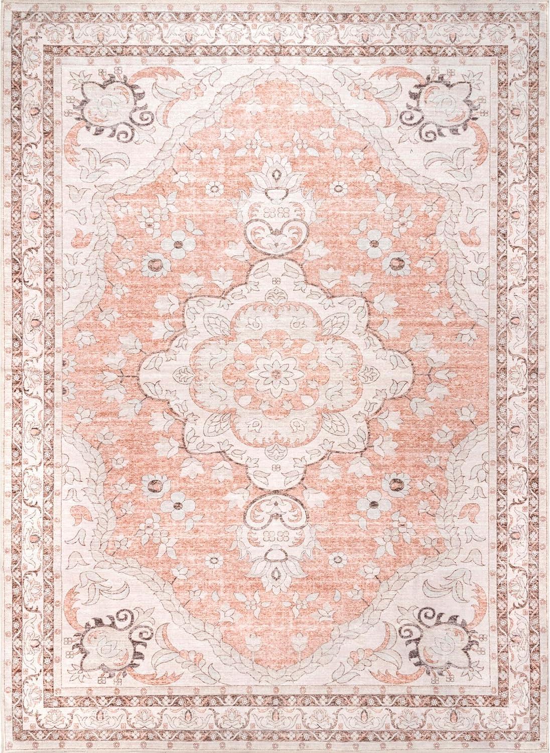 Nuloom Tracie Machine Washable Floral Medallion Indoor Area Rug