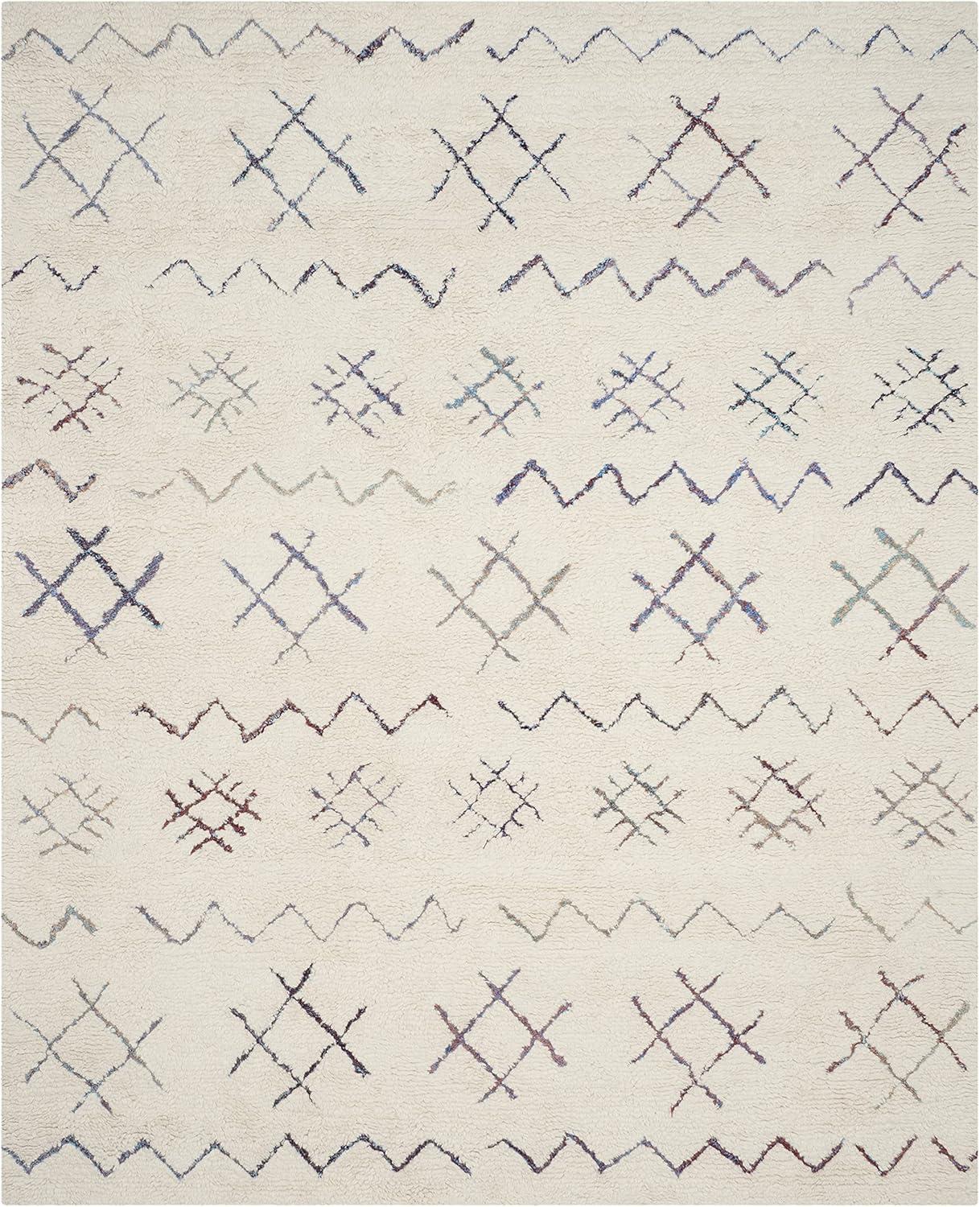 SAFAVIEH Casablanca Corrine Geometric Shag Area Rug, Ivory/Multi, 6' x 9'