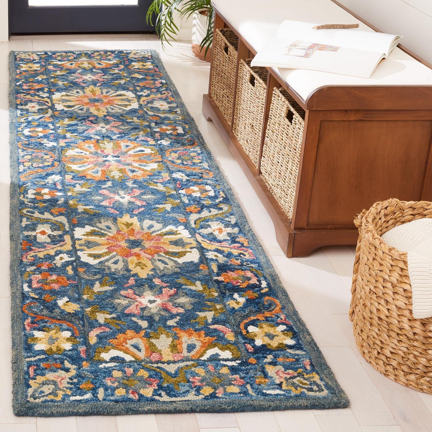 Aspen APN123 Hand Tufted Runner Rug - Blue/Rust - 2'3"x9' - Safavieh.