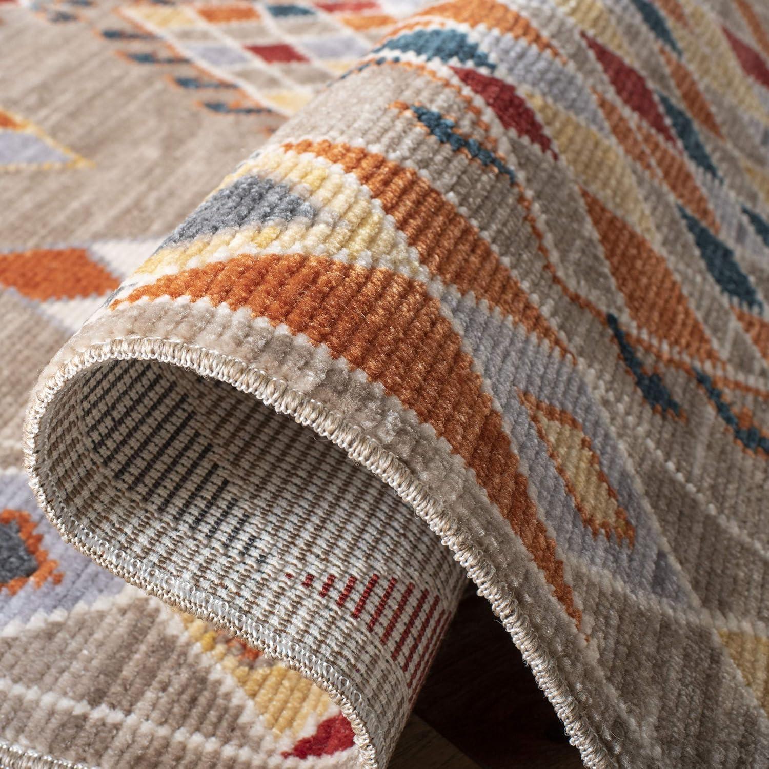 Farmhouse FMH852 Power Loomed Indoor Area Rug - Taupe/Navy - 5'1"x7'3" - Safavieh