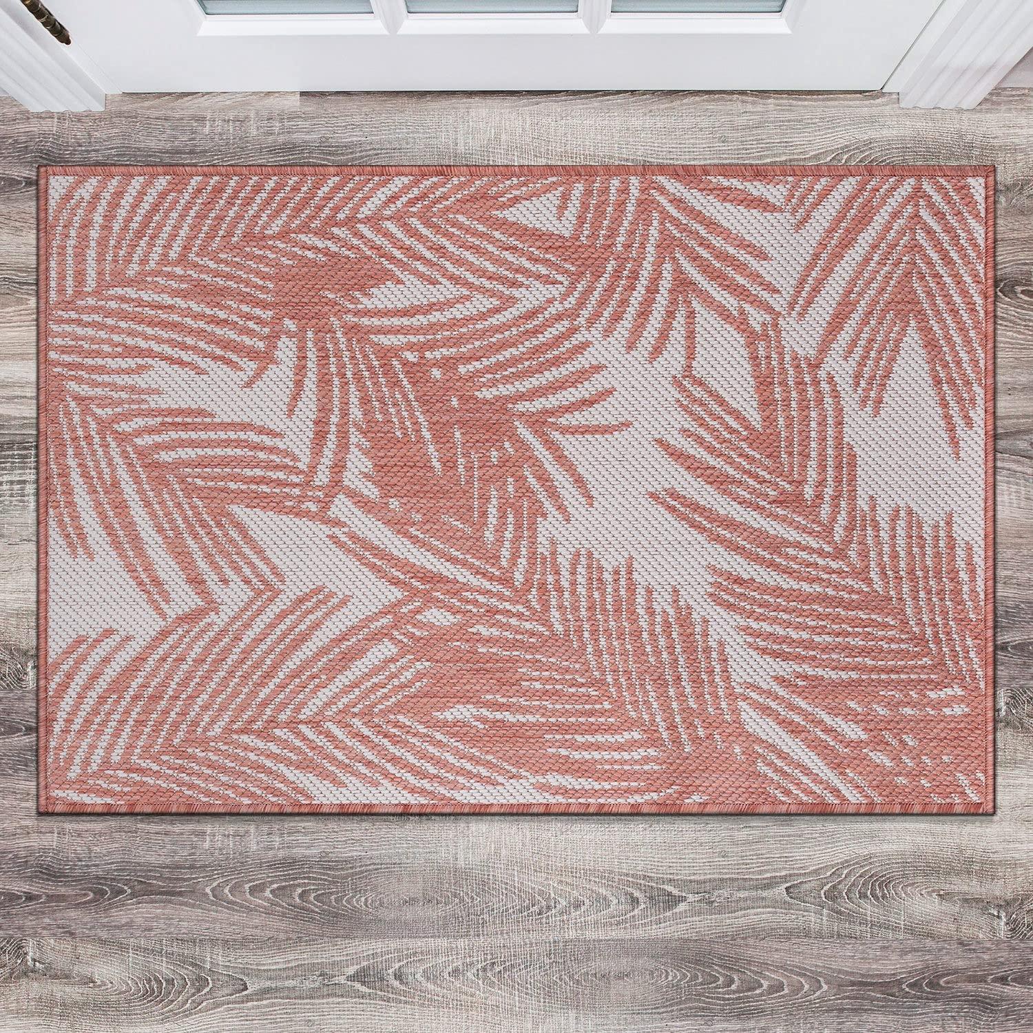 World Rug Gallery Contemporary Distressed Leaves Textured Flat Weave Indoor/Outdoor Area Rug - TERRA 2'x3'