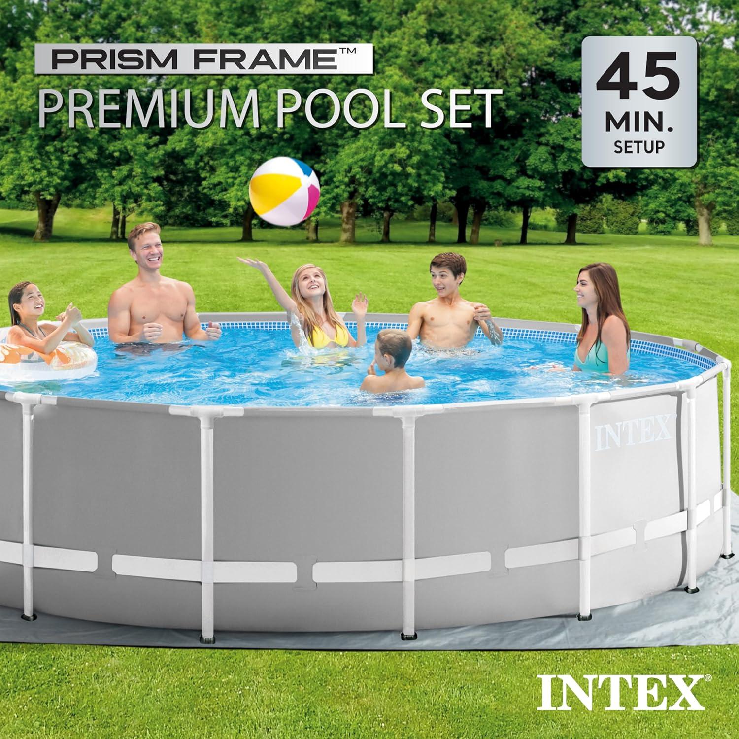 INTEX 15'x48" Prism Frame Above Ground Pool Set with 1000 GPH Filter Pump