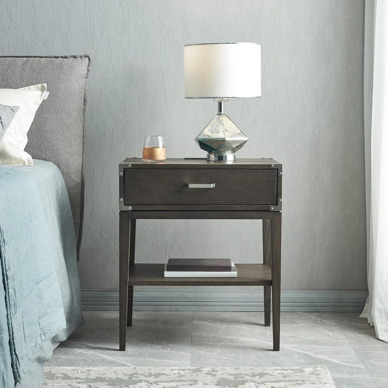 Beckett Solid + Manufactured Wood Side Table in Anthracite