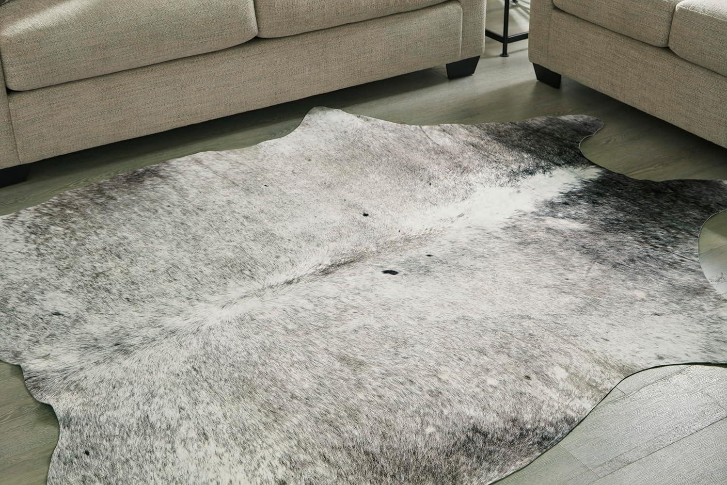 Gray Faux Fur Animal Print Area Rug 6'5" x 7'11"