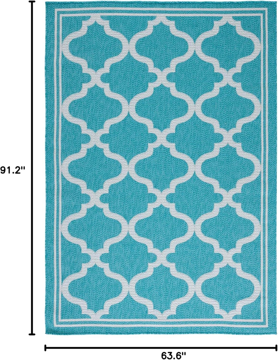 Bermuda BMU810 Machine Washable UV & Stain Resistant Non-Shedding Power Loomed Indoor/Outdoor Area Rug - Light Blue/Ivory - 5'3"x7'6" - Safavieh