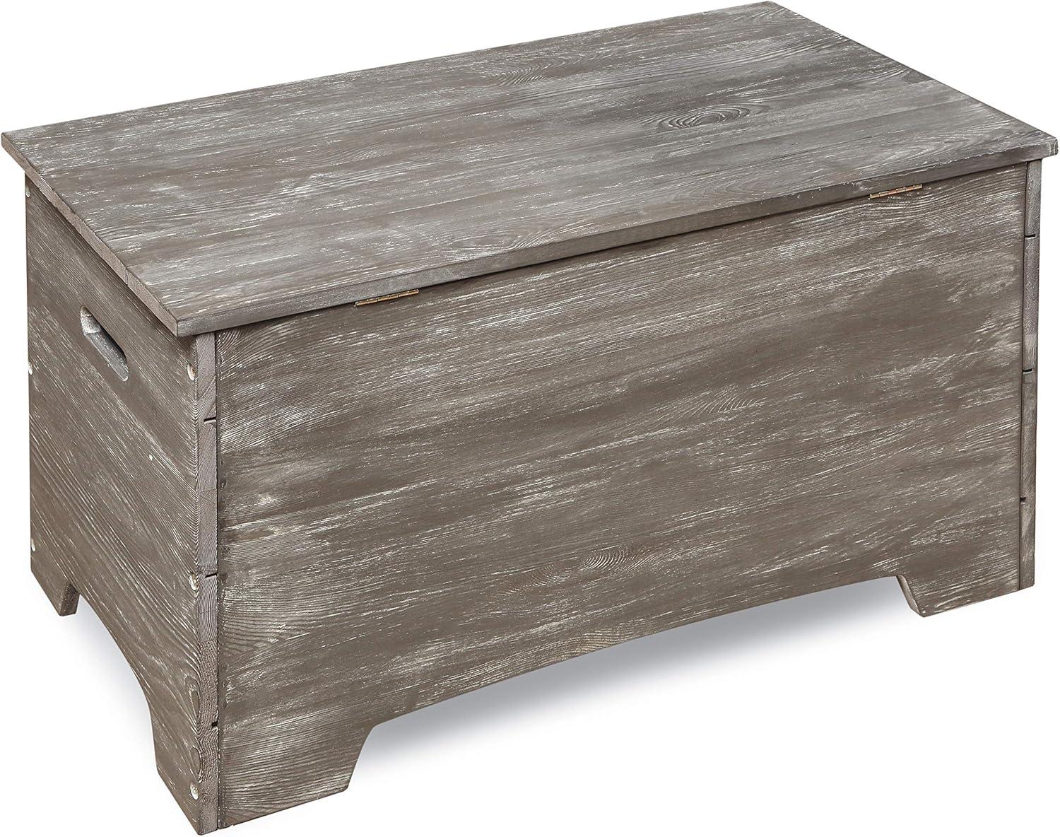 Vintage Gray Solid Wood Rustic Toy Box with Distressed Finish