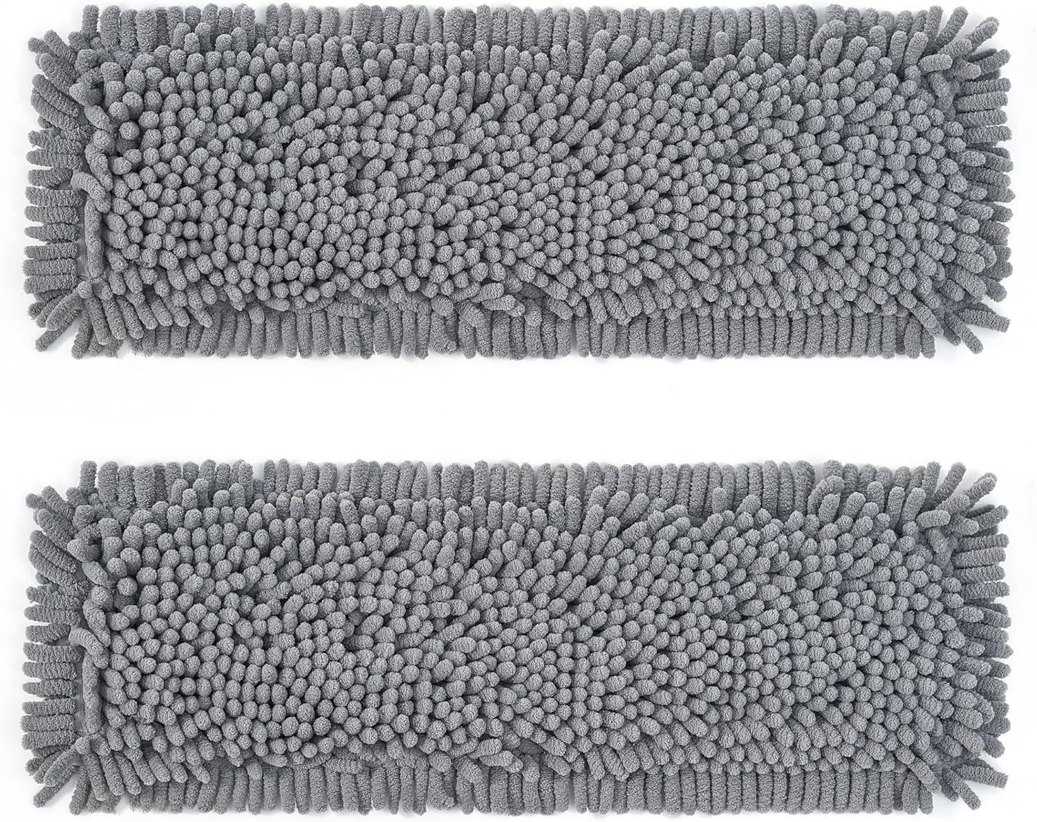 Gray Chenille Wet and Dry Mop Pad Replacement Set